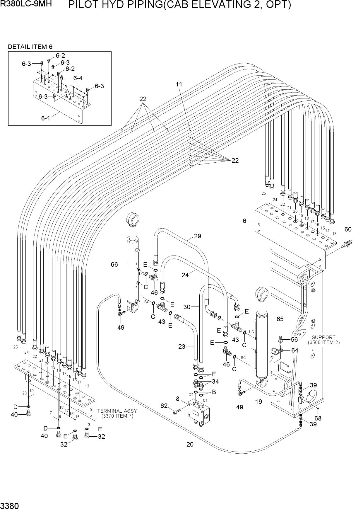 PILOT HYD PIPING(CAB ELEVATING 2, OPT)
