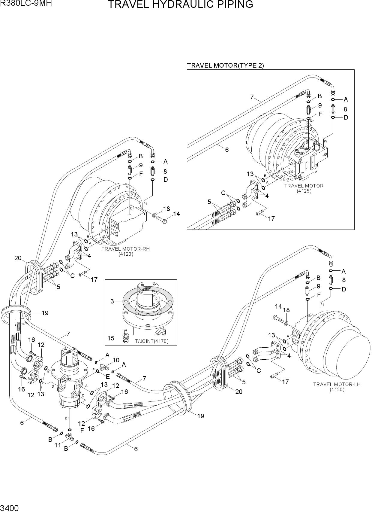 TRAVEL HYDRAULIC PIPING
