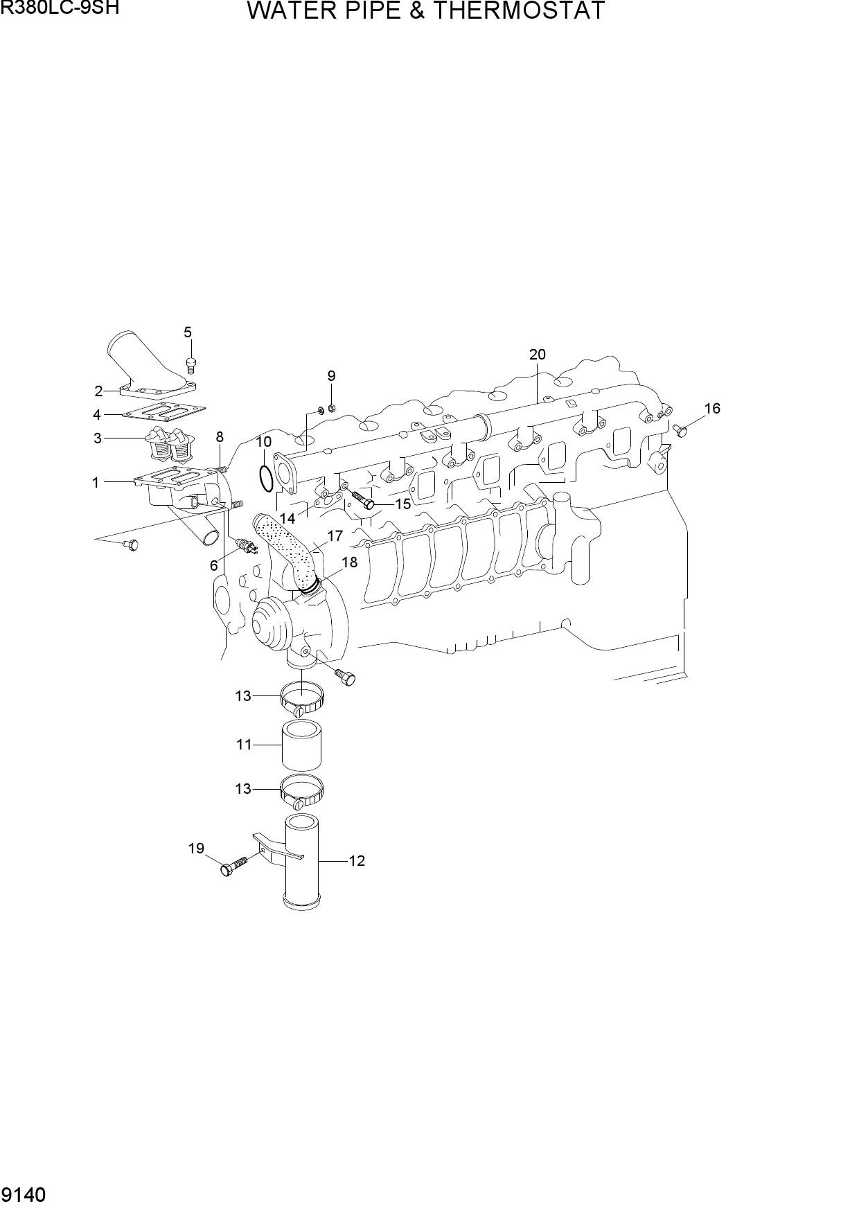 WATER PIPE & THERMOSTAT