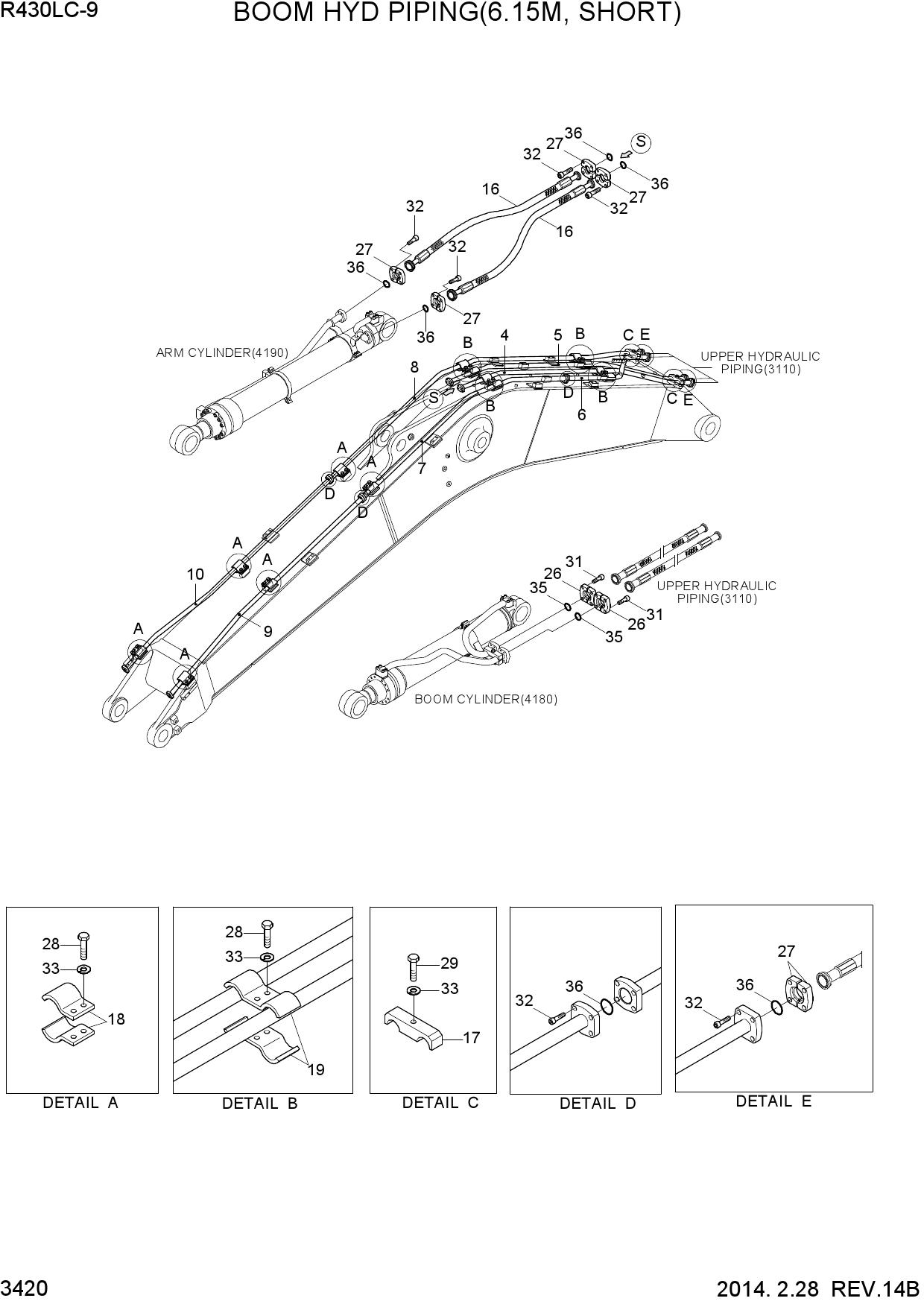 BOOM HYD PIPING(6.15M, SHORT)