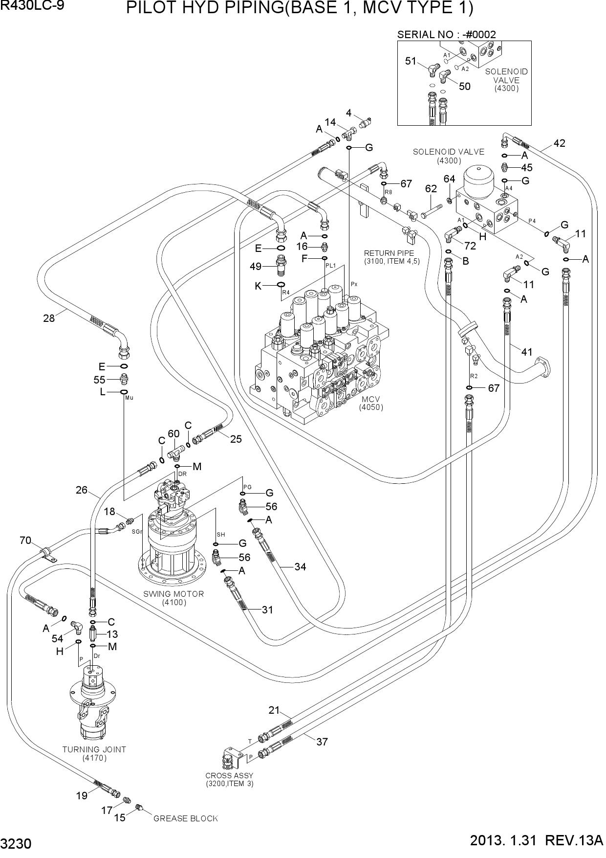 PILOT HYD PIPING(BASE 1, MCV TYPE 1)