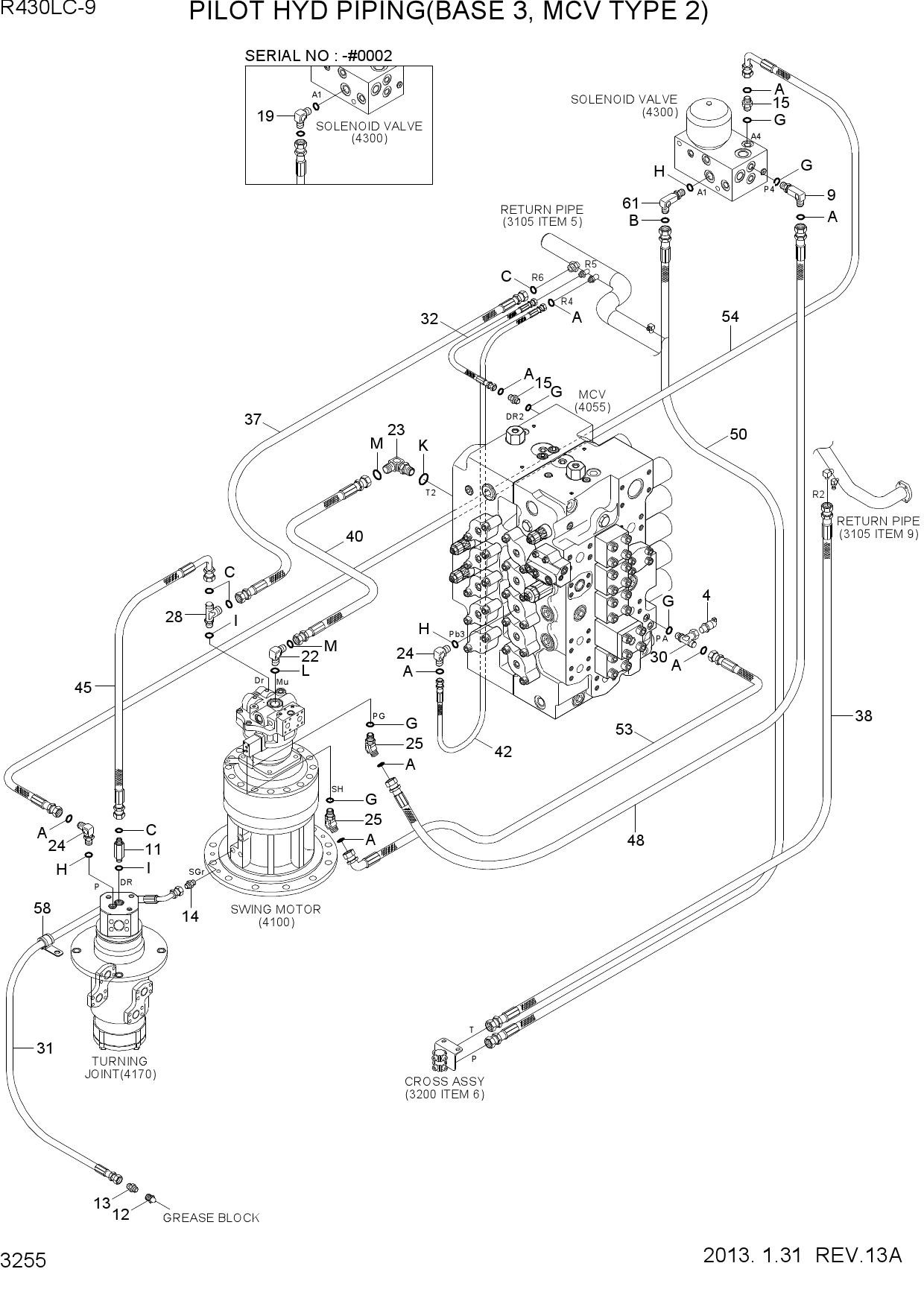 PILOT HYD PIPING(BASE 3, MCV TYPE 2)