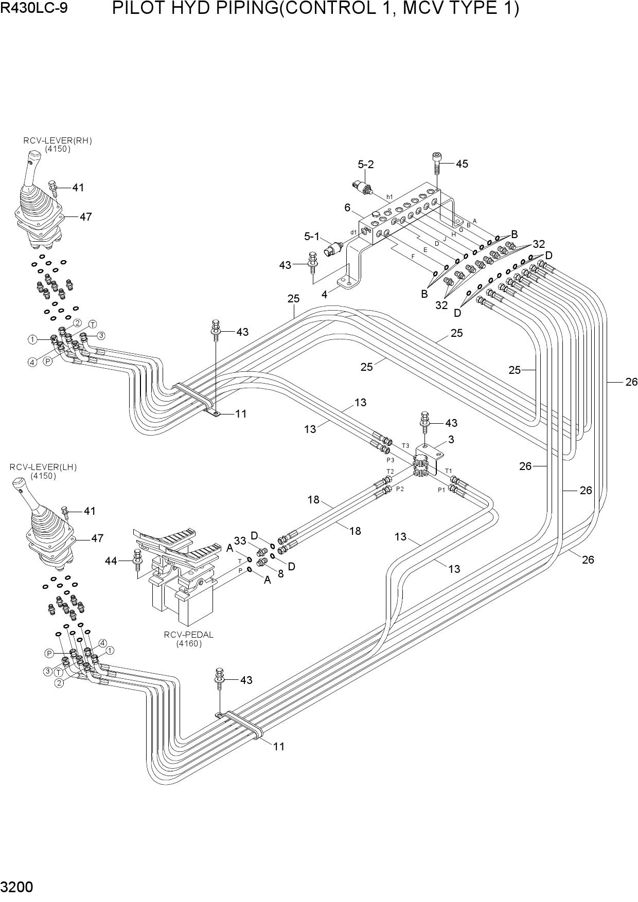 PILOT HYD PIPING(CONTROL 1, MCV TYPE 1)