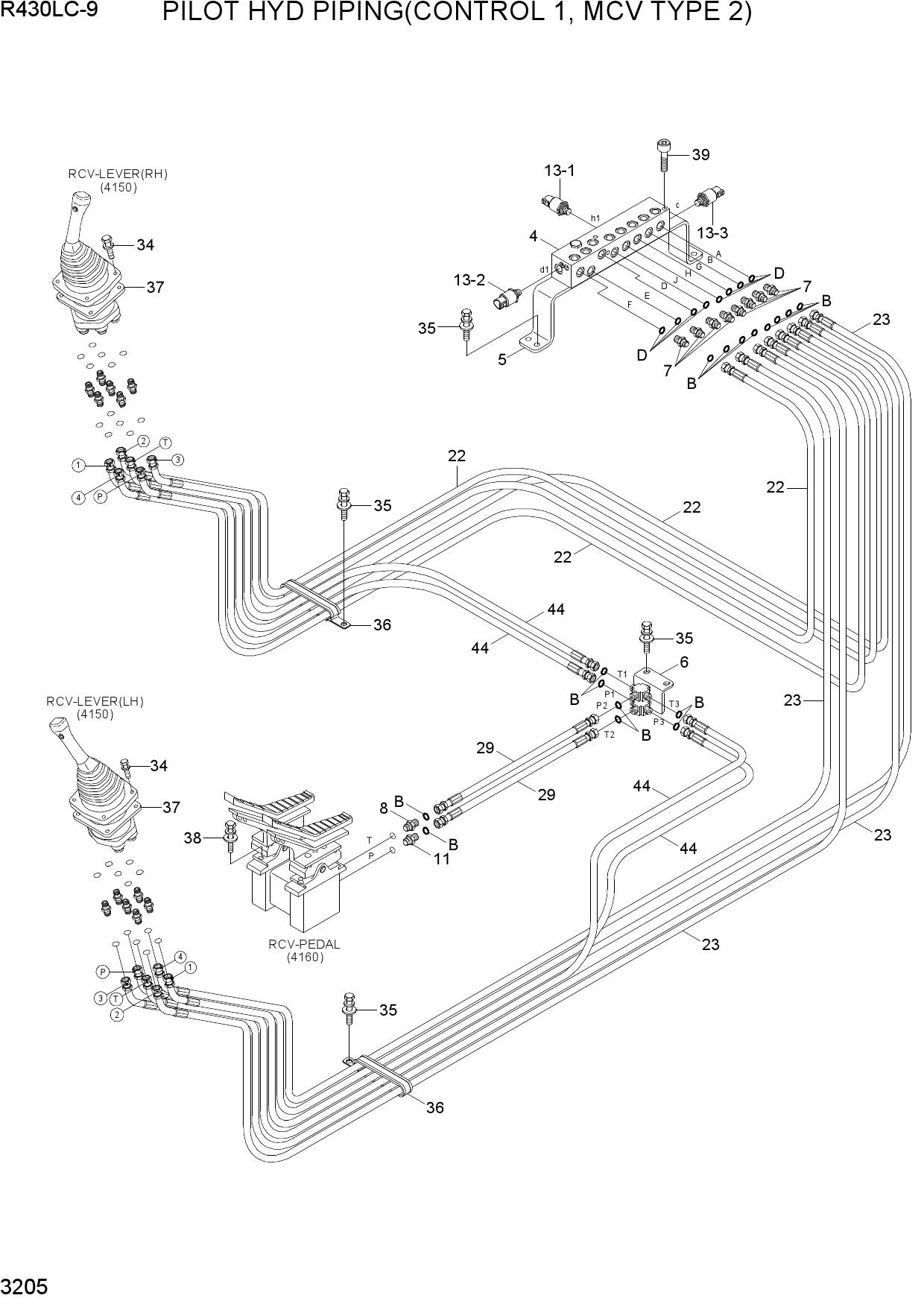 PILOT HYD PIPING(CONTROL 1, MCV TYPE 2)