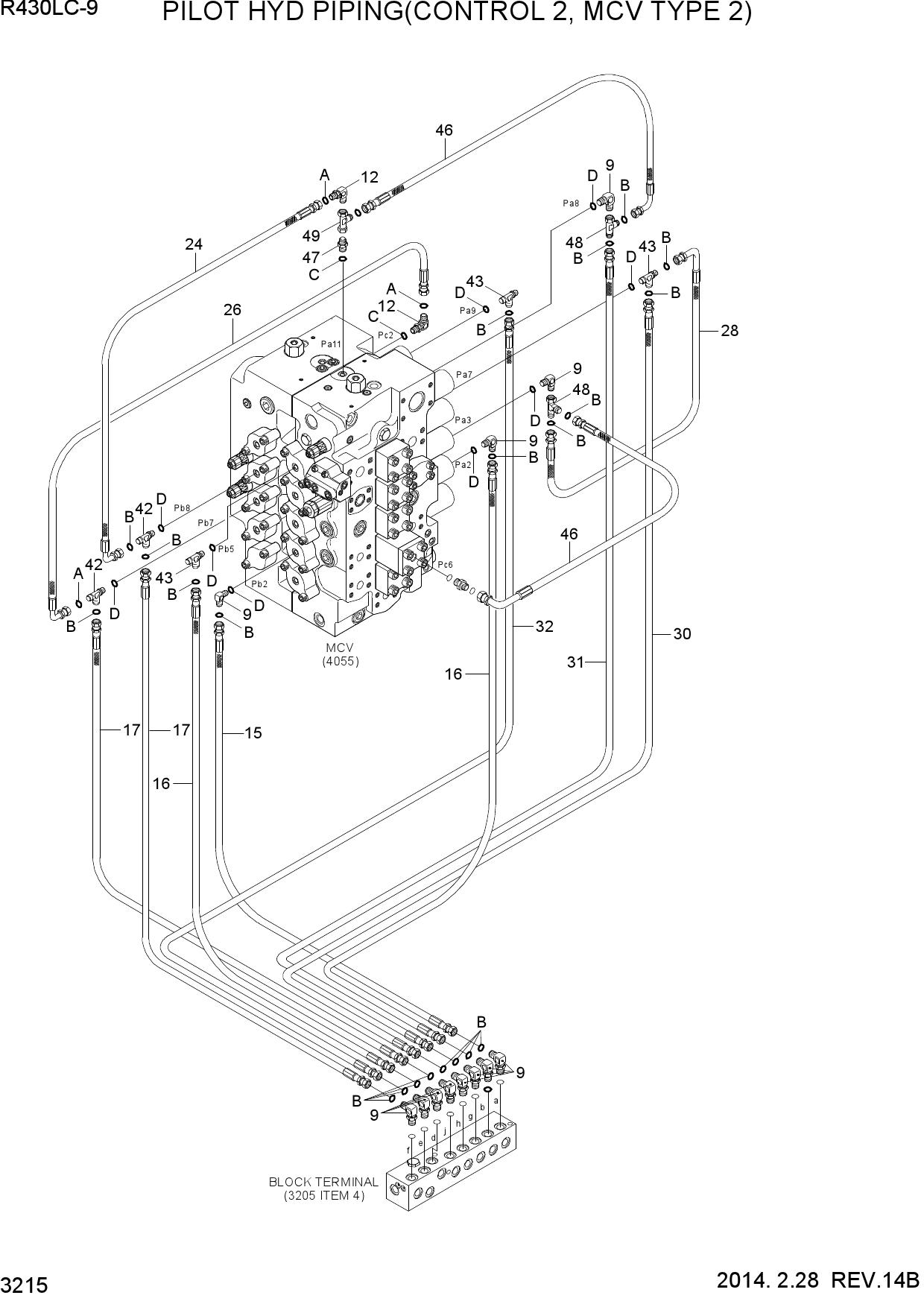 PILOT HYD PIPING(CONTROL 2, MCV TYPE 2)