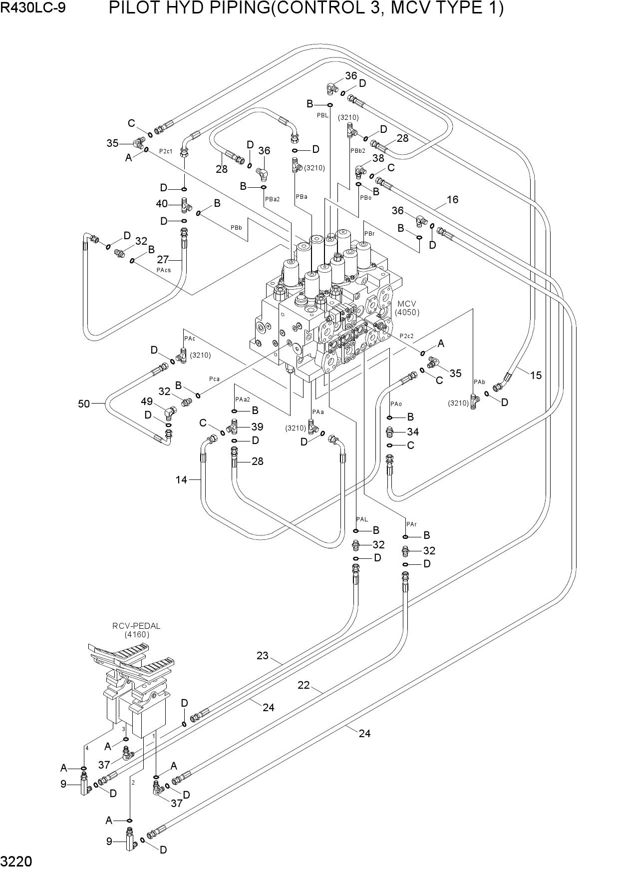 PILOT HYD PIPING(CONTROL 3, MCV TYPE 1)