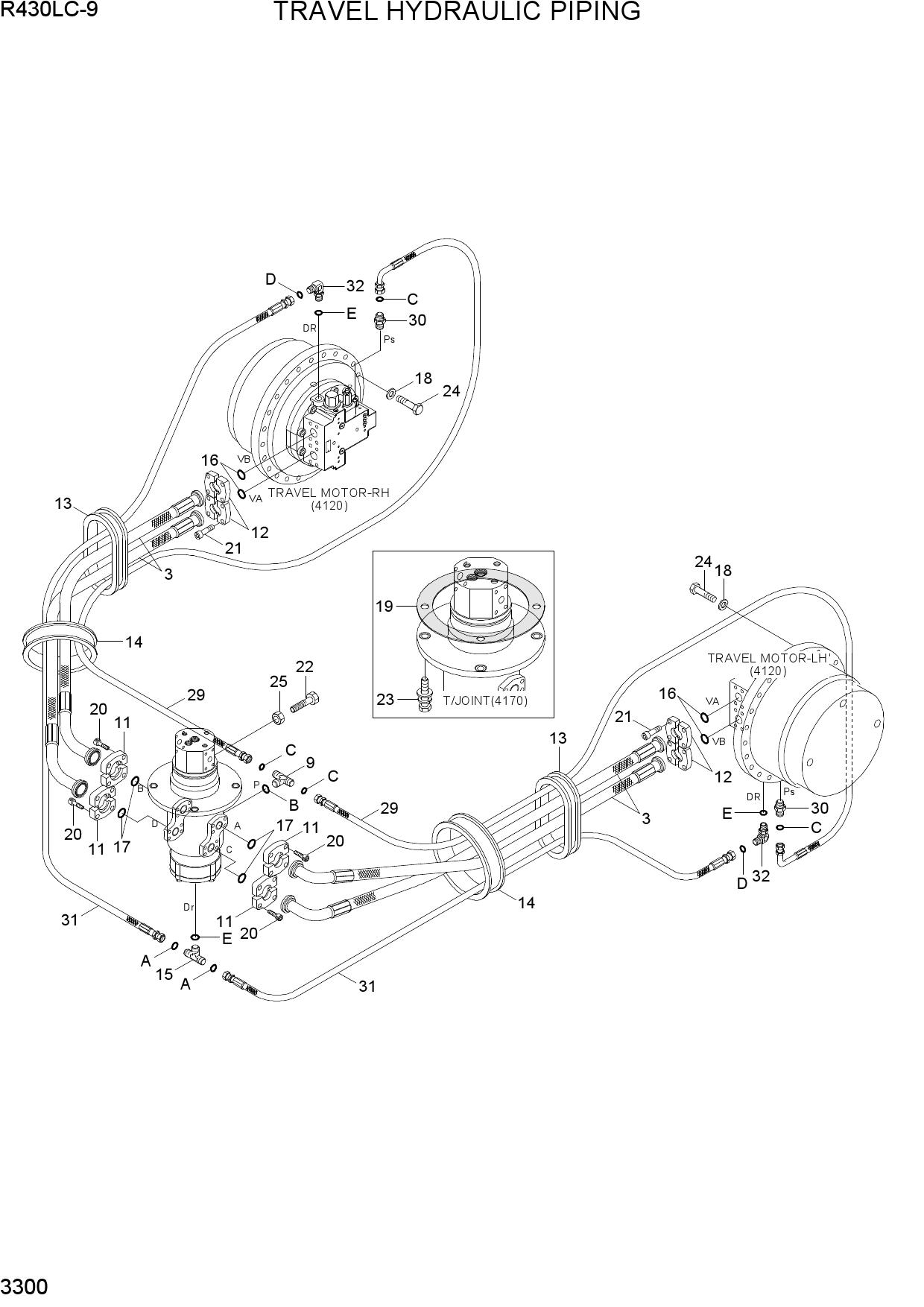 TRAVEL HYDRAULIC PIPING