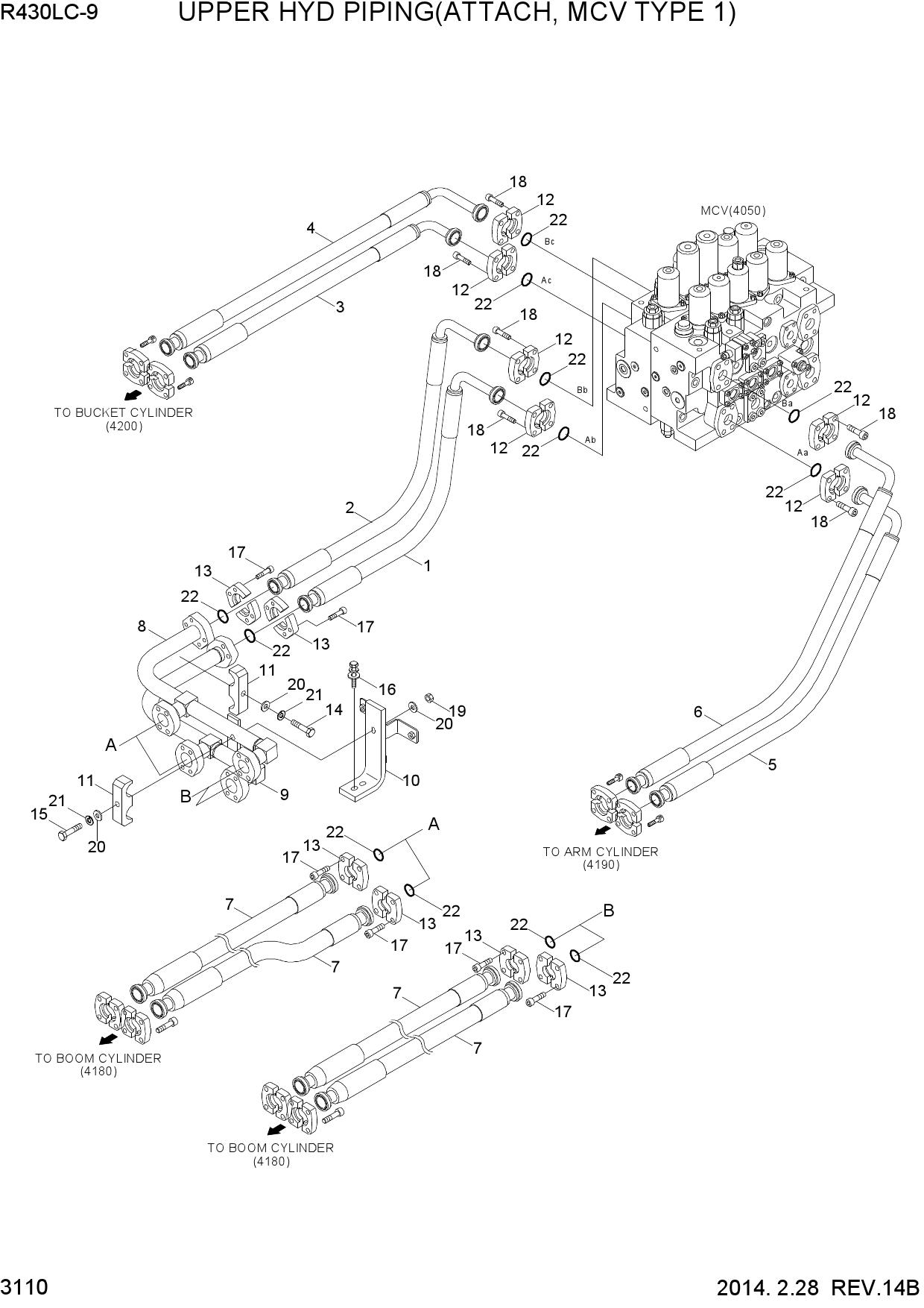 UPPER HYD PIPING(ATTACH, MCV TYPE 1)
