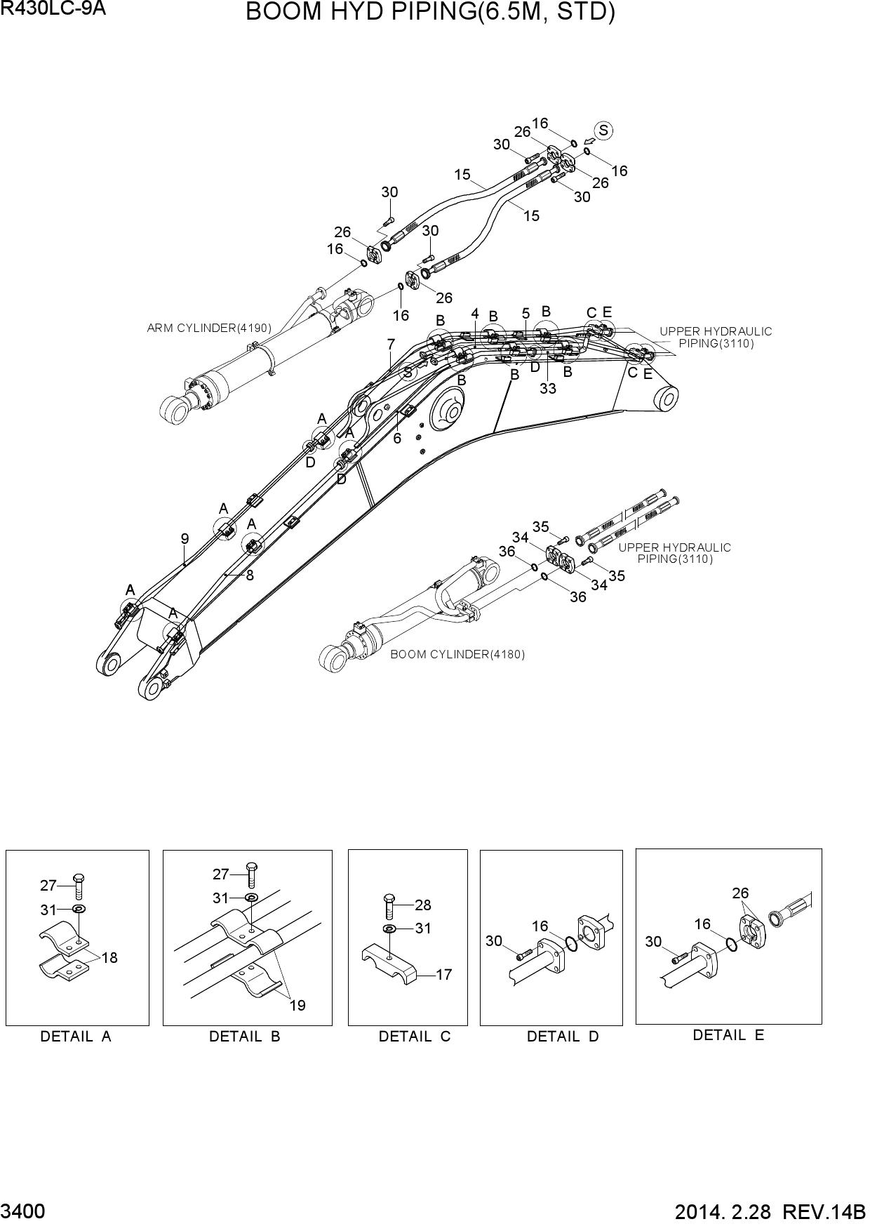 BOOM HYD PIPING(6.5M, STD)