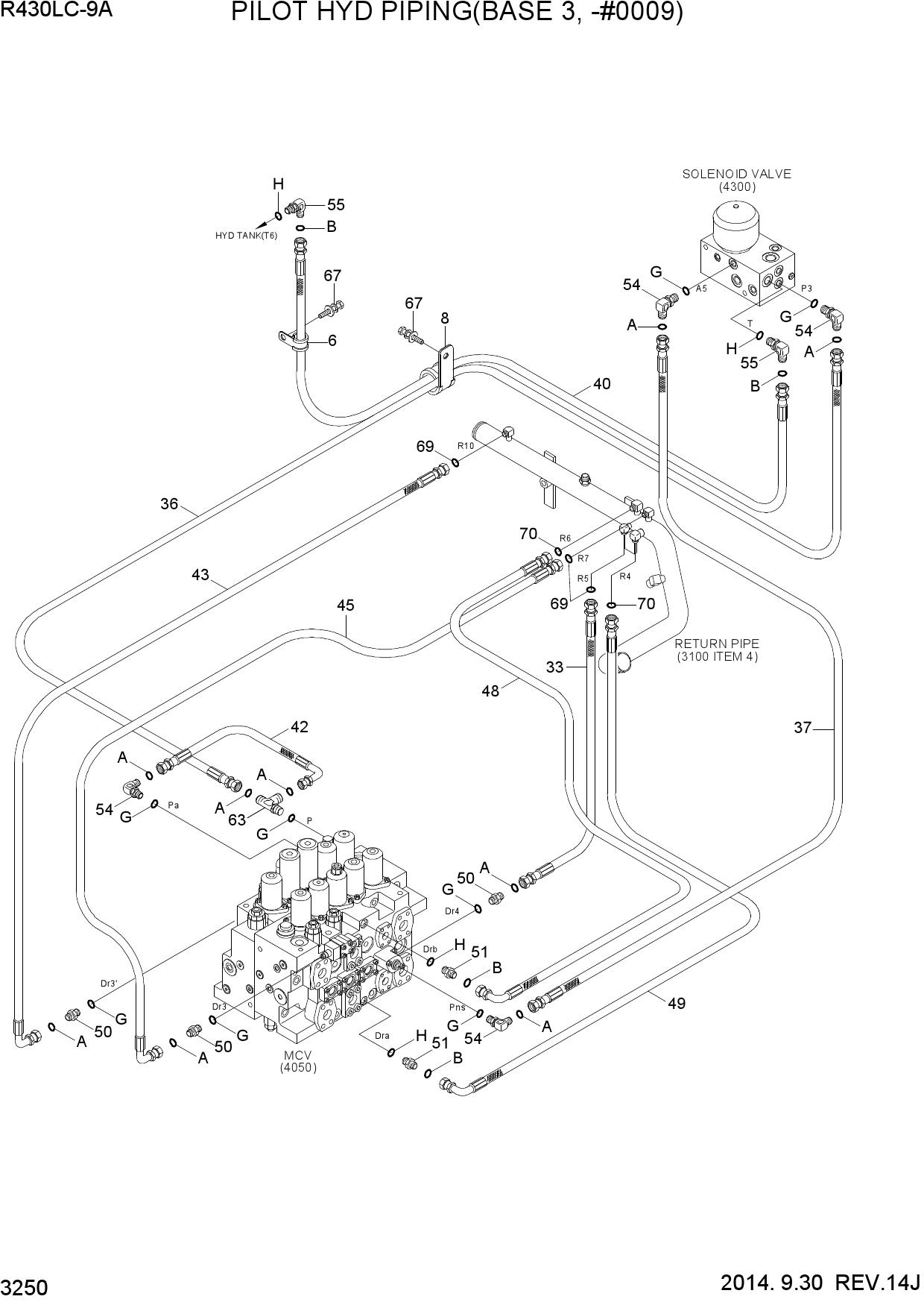 PILOT HYD PIPING(BASE 3, -#0009)