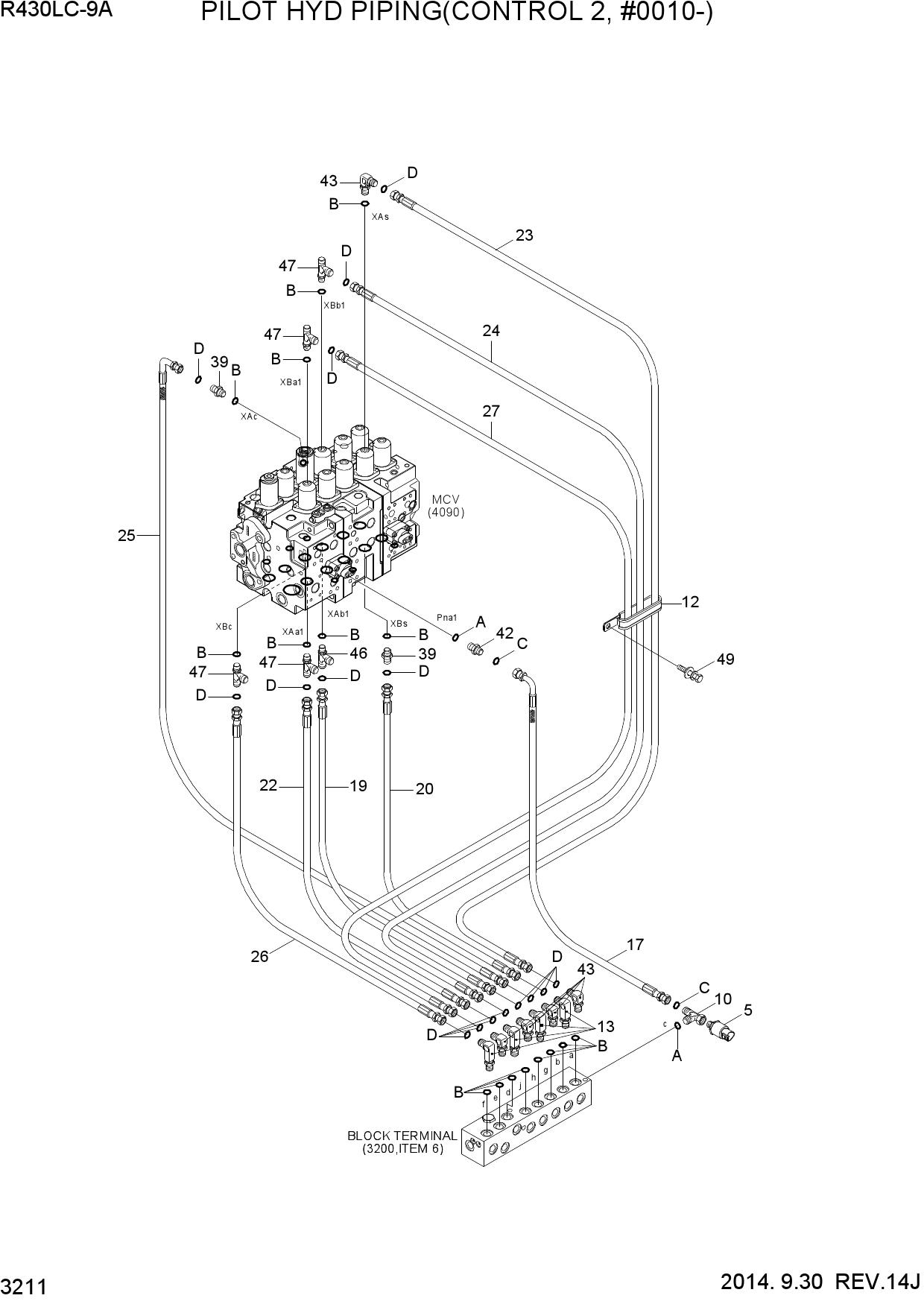 PILOT HYD PIPING(CONTROL 2, #0010-)