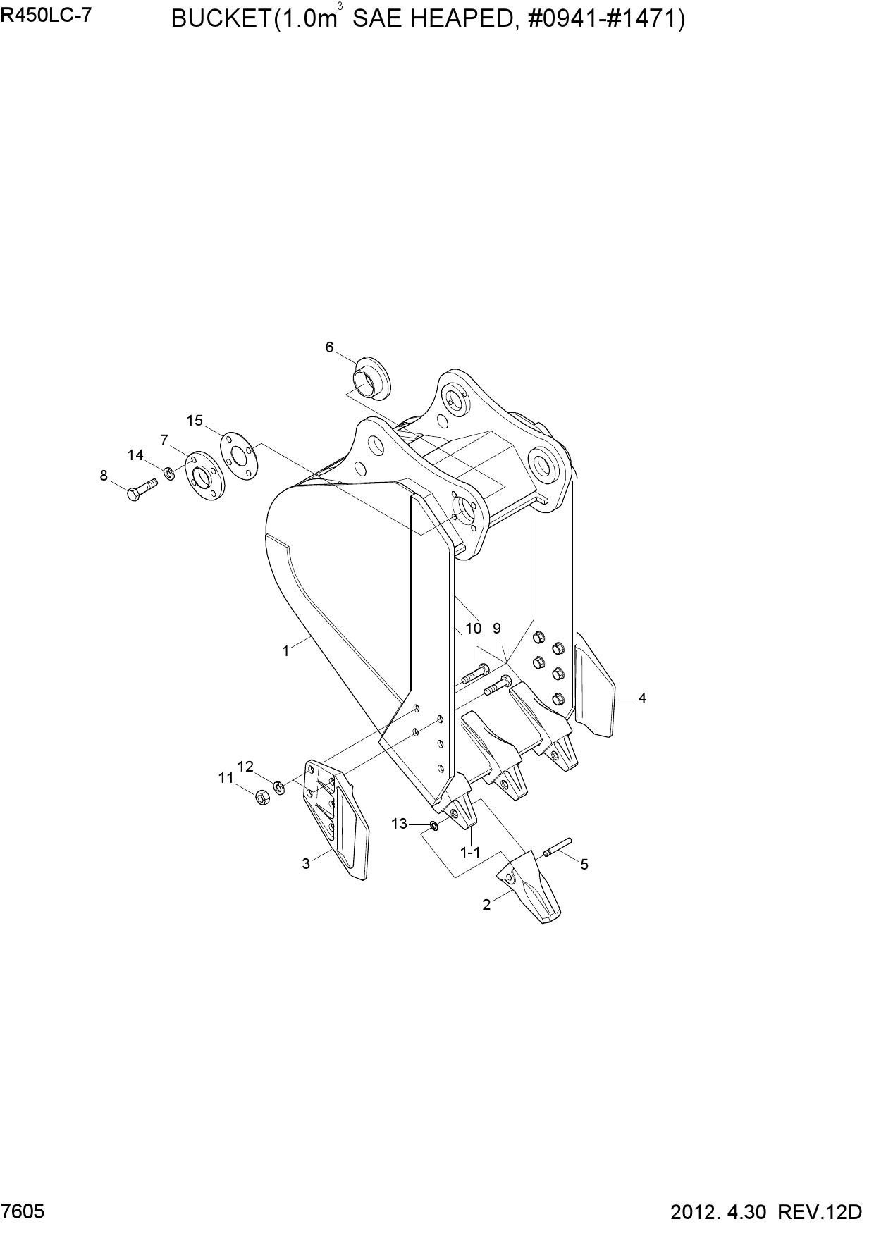 BUCKET(1.00M3 SAE HEAPED, #0941-#1471)