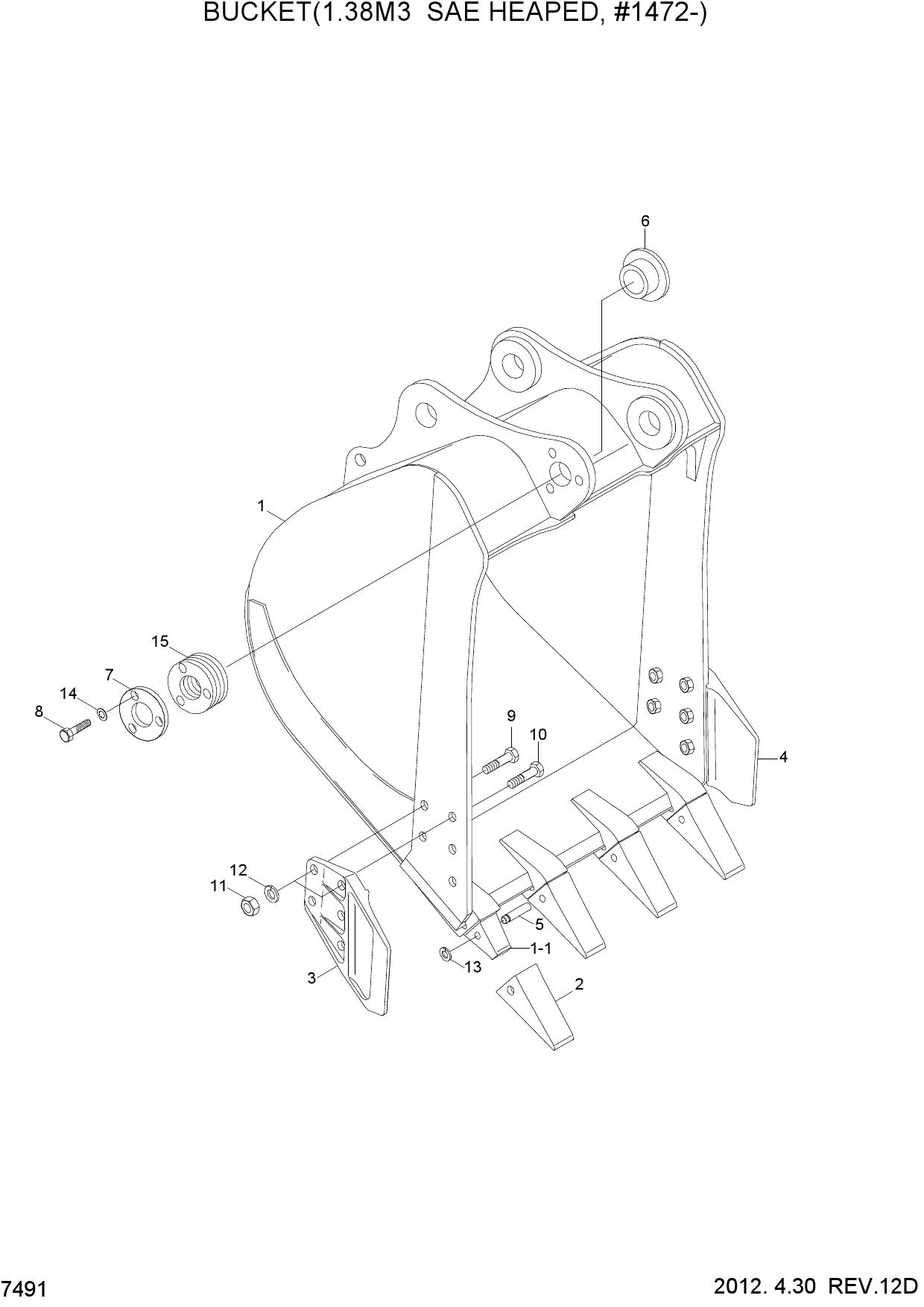 BUCKET(1.38M3 SAE HEAPED, #1472-)