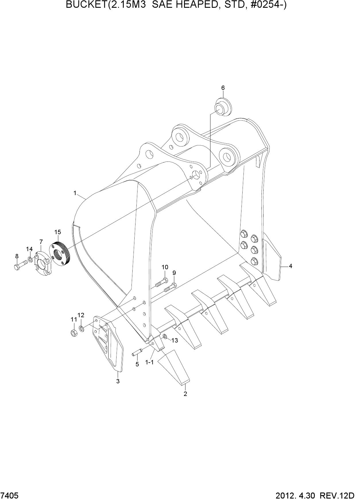 BUCKET(2.15M3 SAE HEAPED, STD, #0254-)