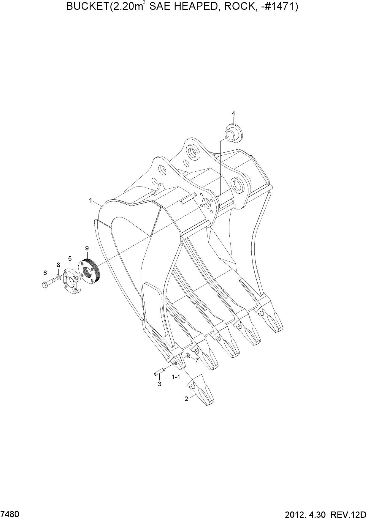 BUCKET(2.20M3 SAE HEAPED, ROCK, -#1471)