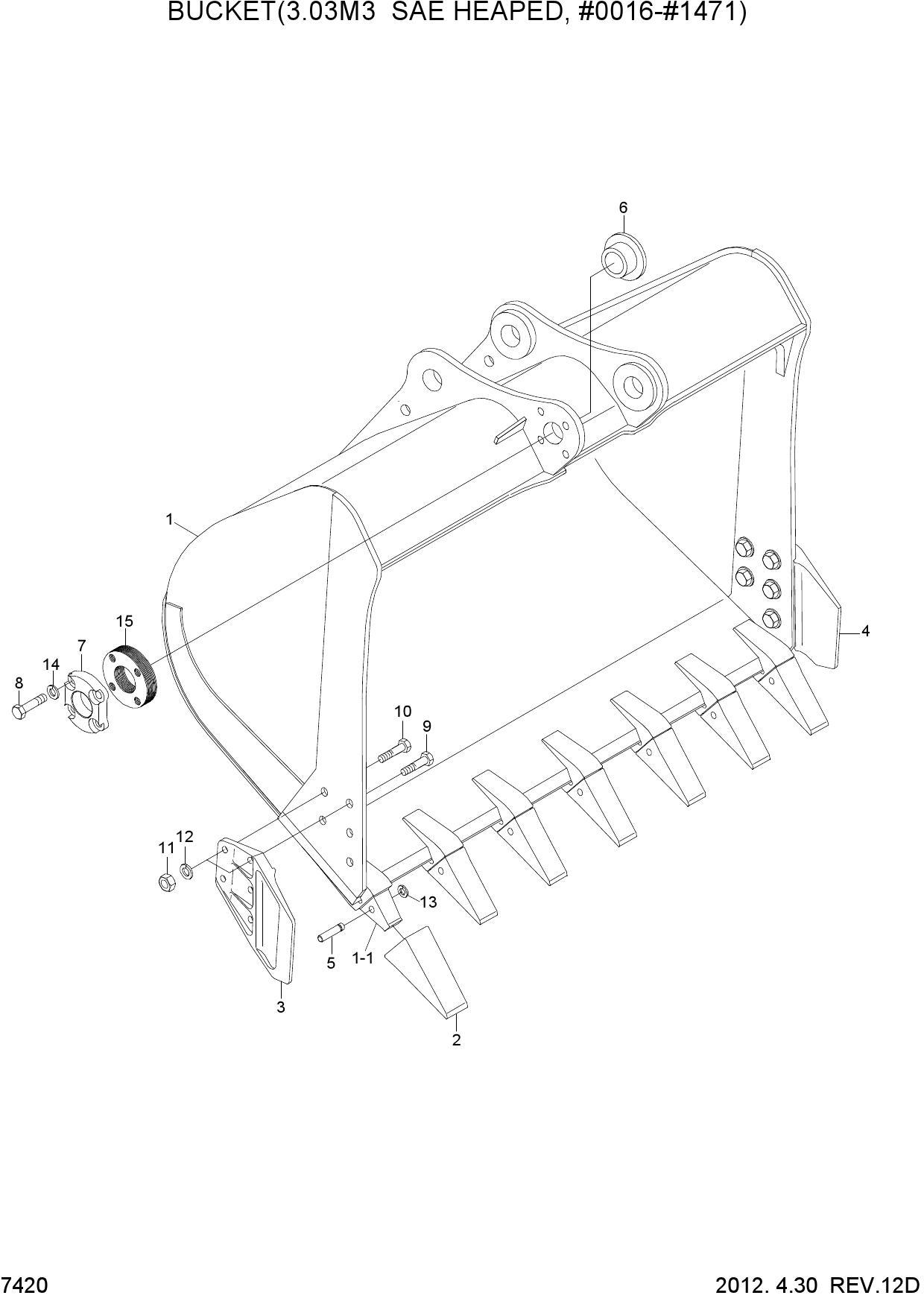 BUCKET(3.03M3 SAE HEAPED, #0016-#1471)