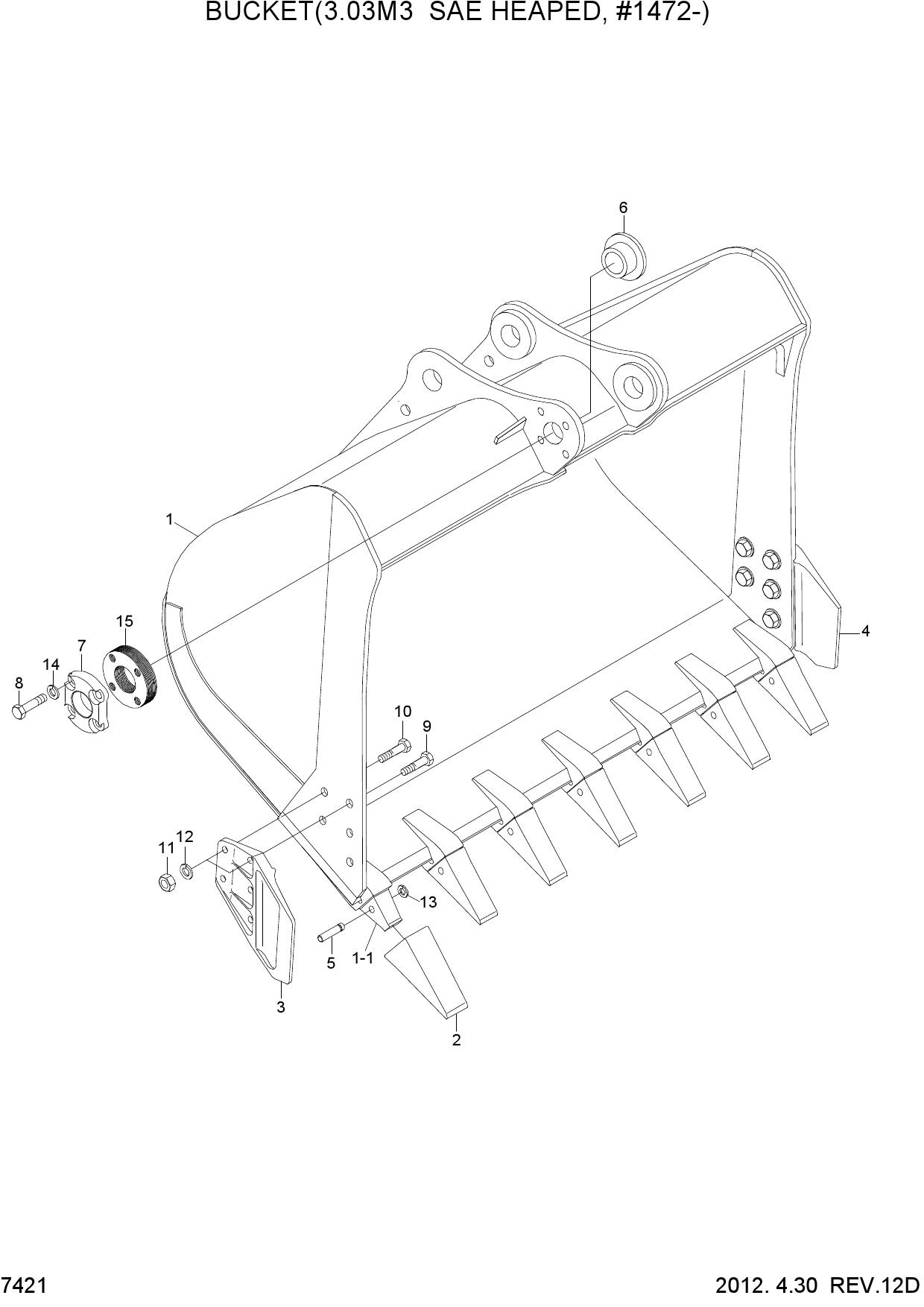 BUCKET(3.03M3 SAE HEAPED, #1472-)