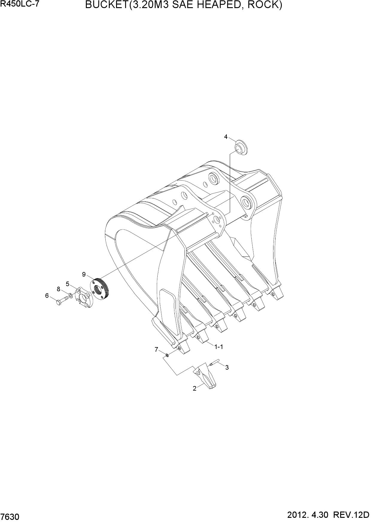 BUCKET(3.20M3 SAE HEAPED, ROCK)