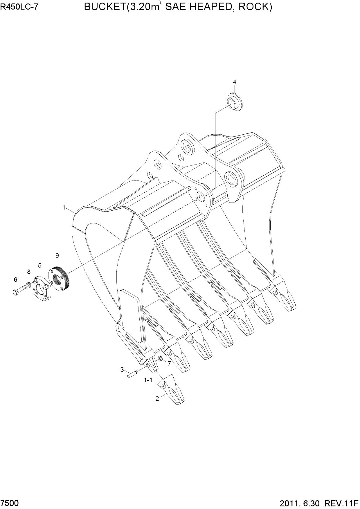 BUCKET(3.20M3 SAE HEAPED, ROCK)