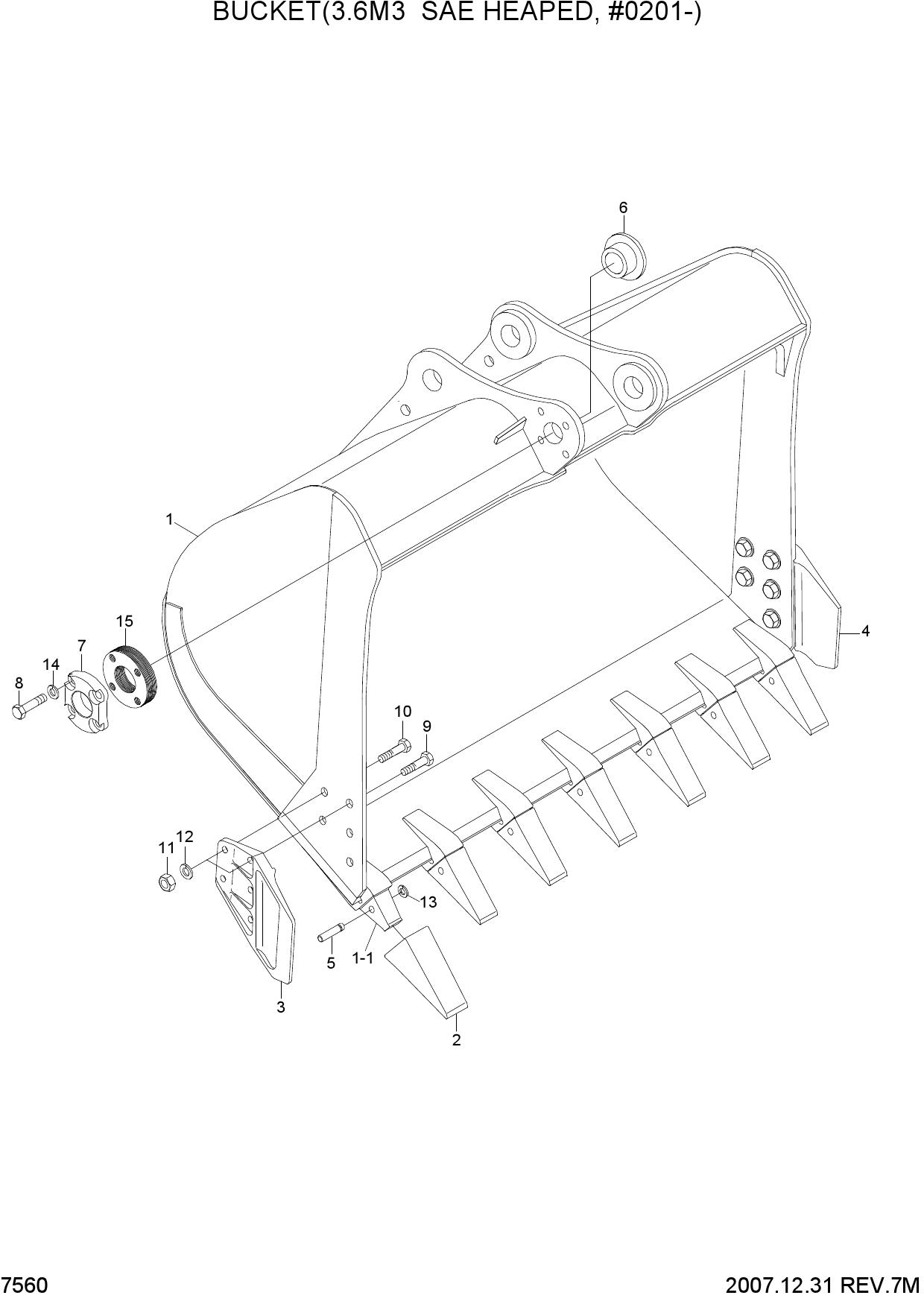 BUCKET(3.6M3 SAE HEAPED, #0201-)