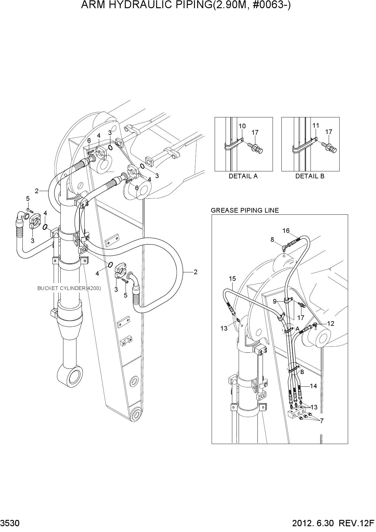 ARM HYDRAULIC PIPING(2.90M, #0063-)