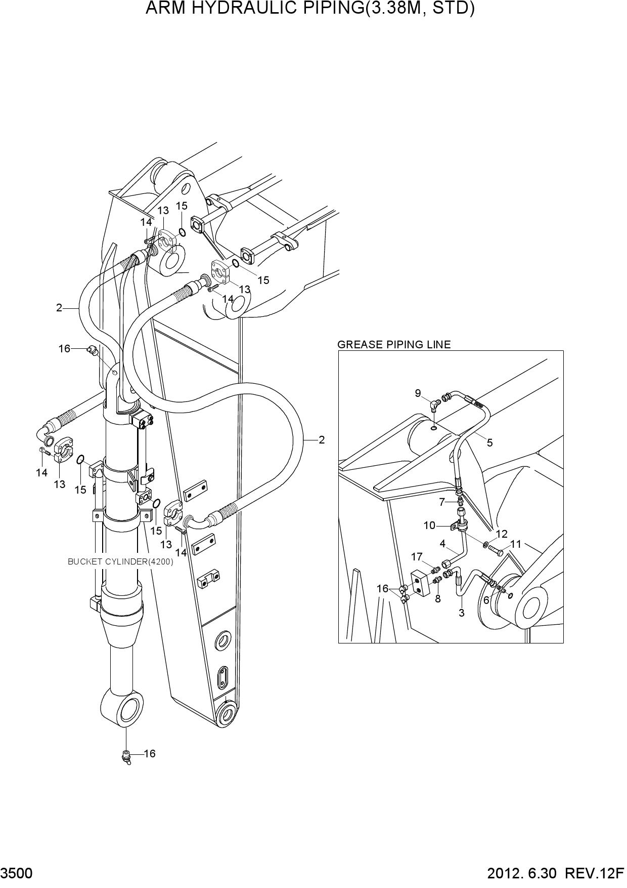ARM HYDRAULIC PIPING(3.38M, STD)