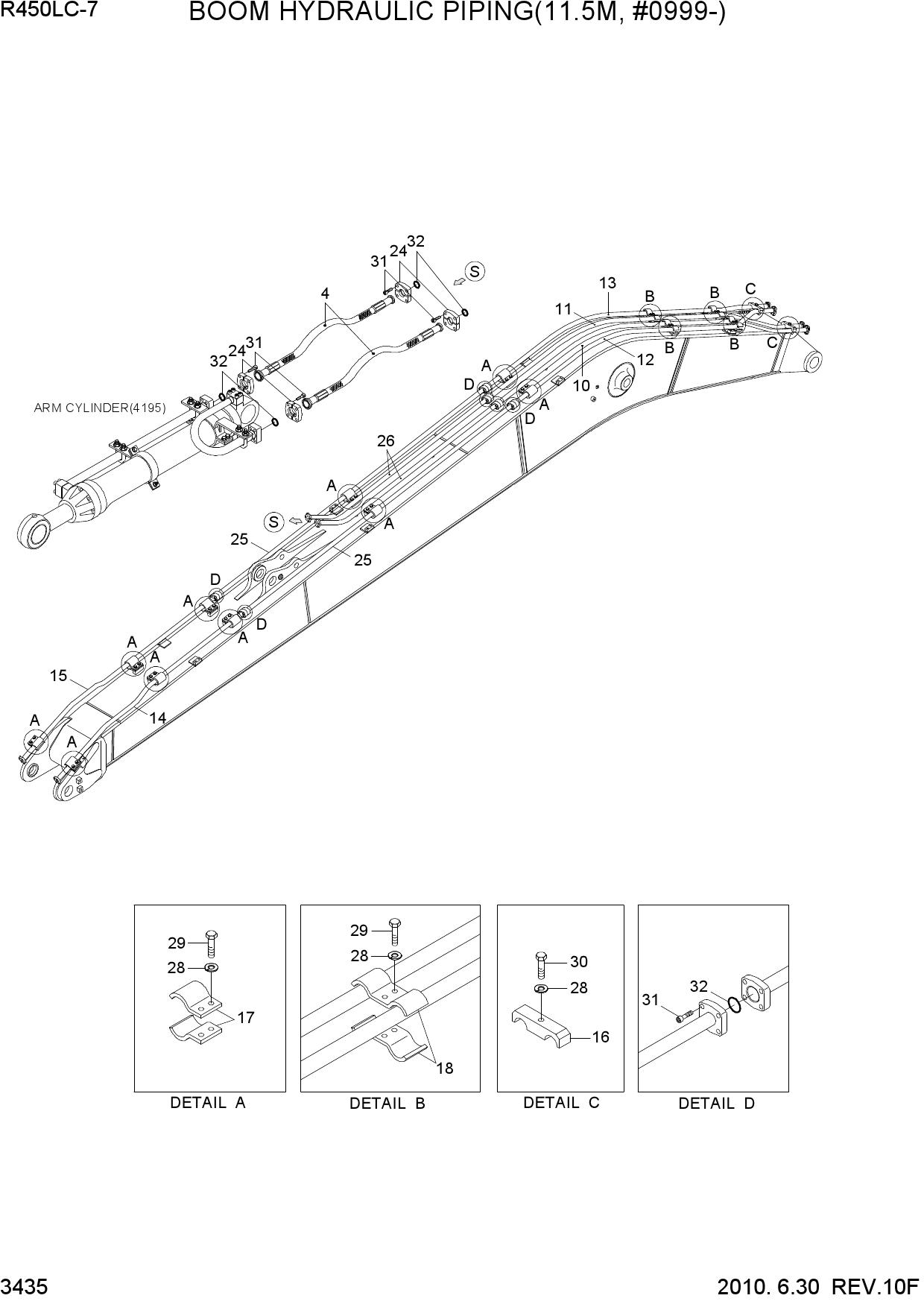 BOOM HYDRAULIC PIPING(11.5M, #0999-)