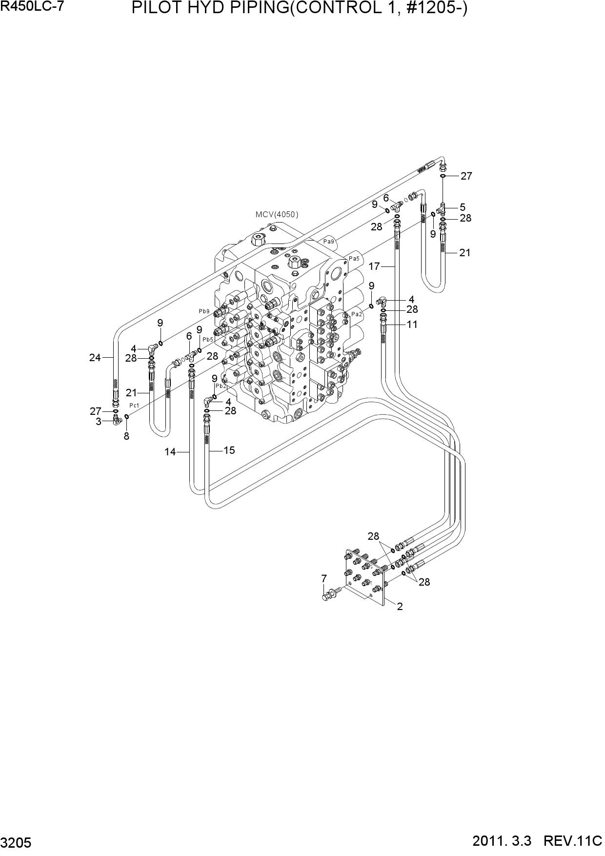 PILOT HYD PIPING(CONTROL 1, #1205-)