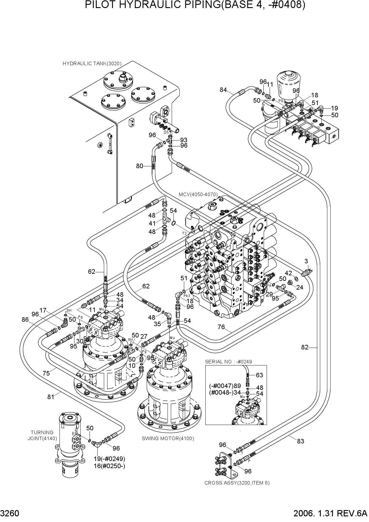 PILOT HYDRAULIC PIPING(BASE 4, -#0408)
