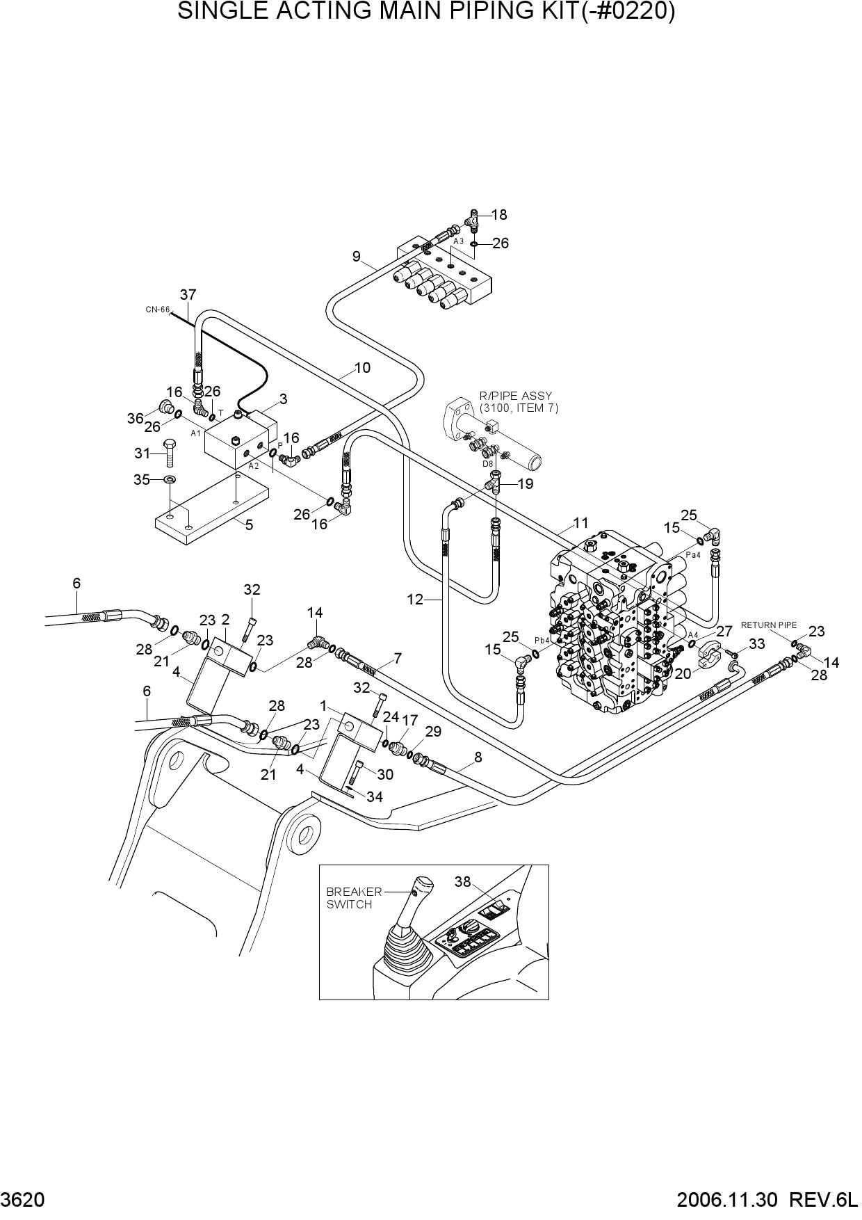 SINGLE ACTING MAIN PIPING KIT(-#0220)