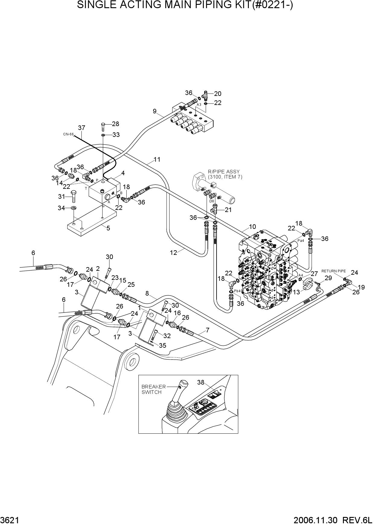 SINGLE ACTING MAIN PIPING KIT(#0221-)