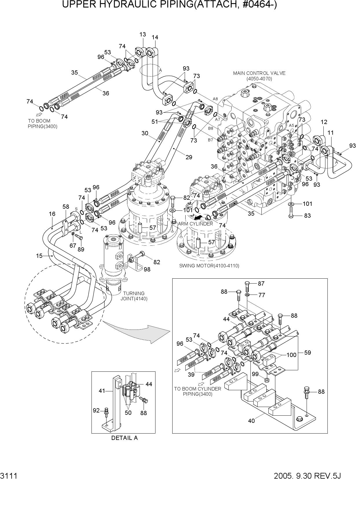 UPPER HYDRAULIC PIPING(ATTACH, #0464-)