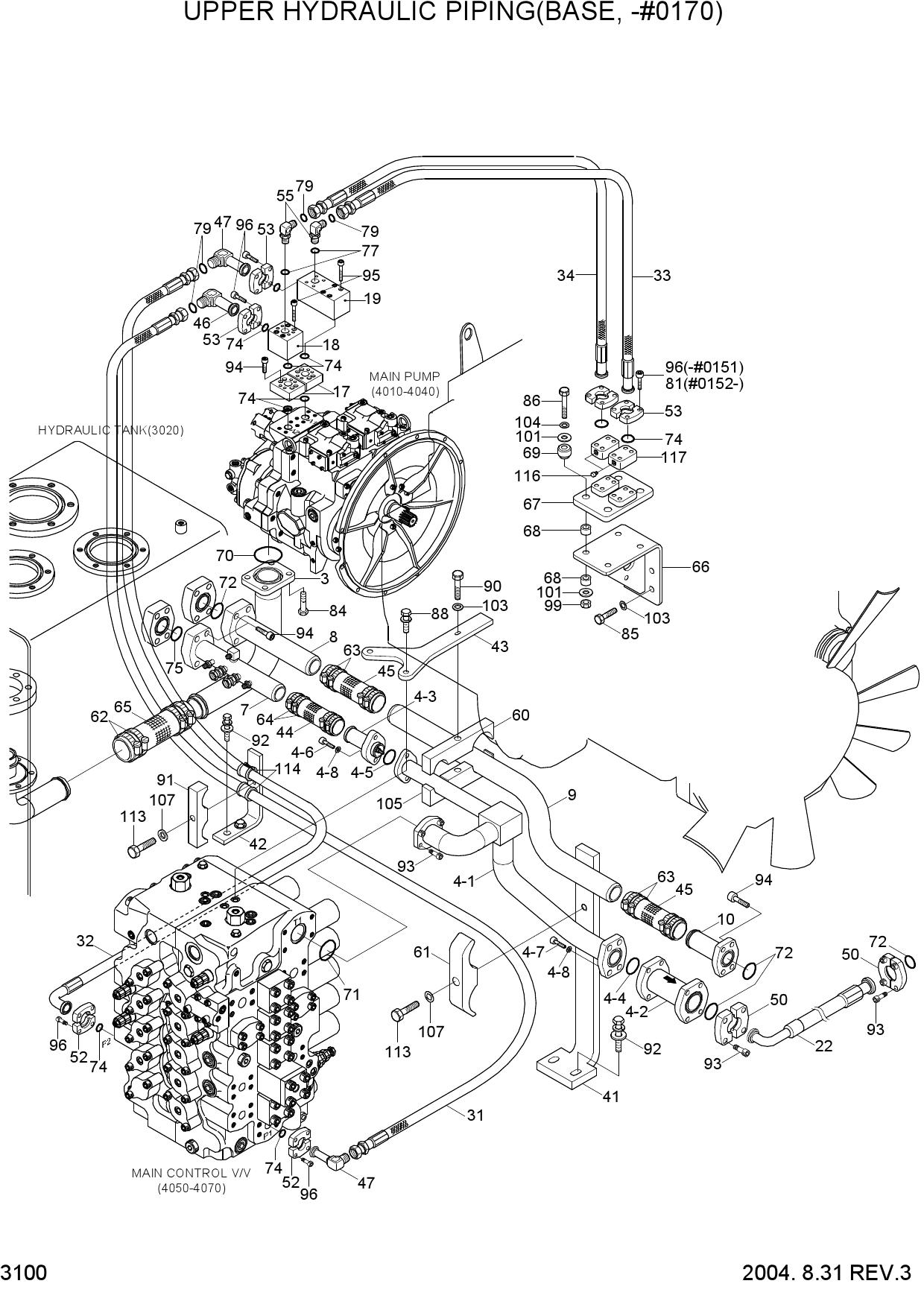 UPPER HYDRAULIC PIPING(BASE, -#0170)