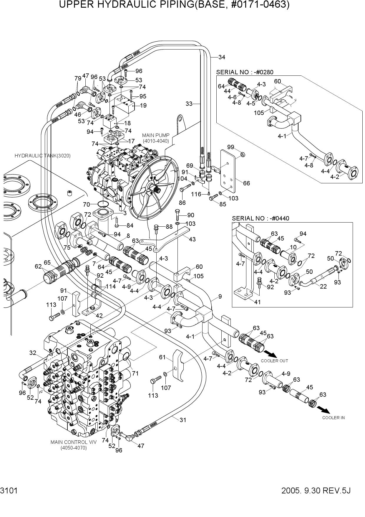 UPPER HYDRAULIC PIPING(BASE, #0171-0463)