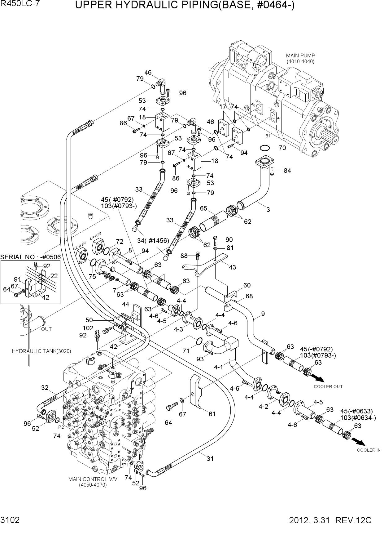 UPPER HYDRAULIC PIPING(BASE, #0464-)