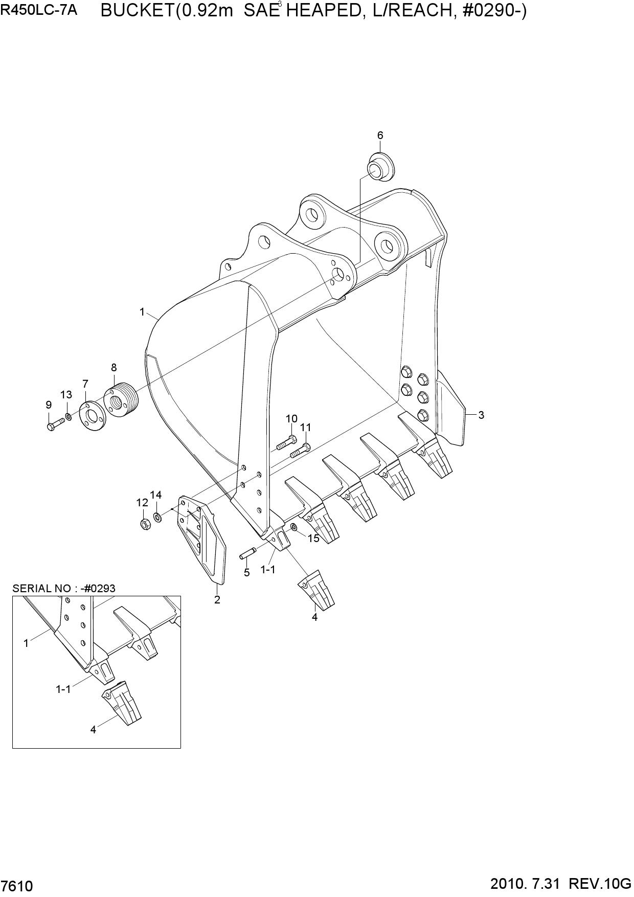 BUCKET(0.92M3 SAE HEAPED,L/REACH,#0290-)