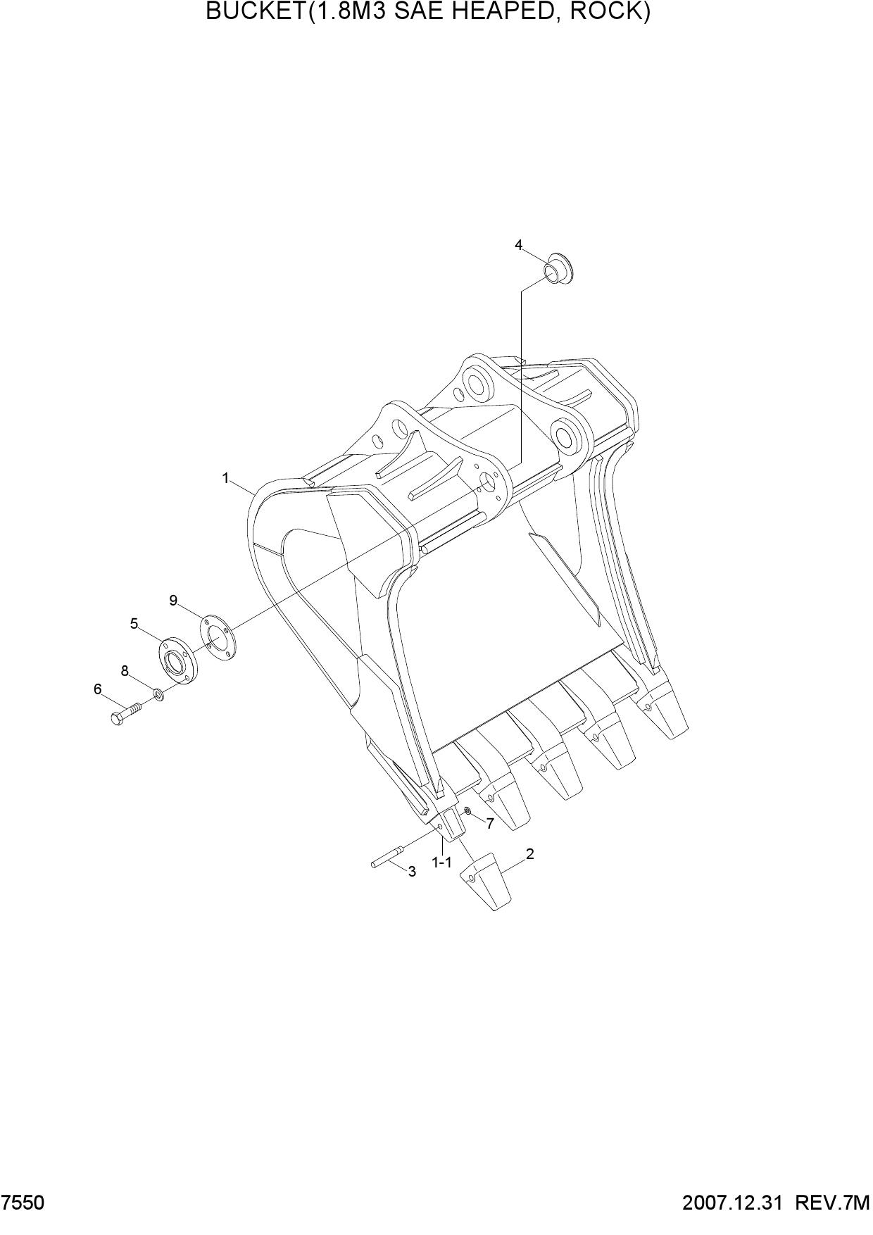BUCKET(1.8M3 SAE HEAPED, ROCK)