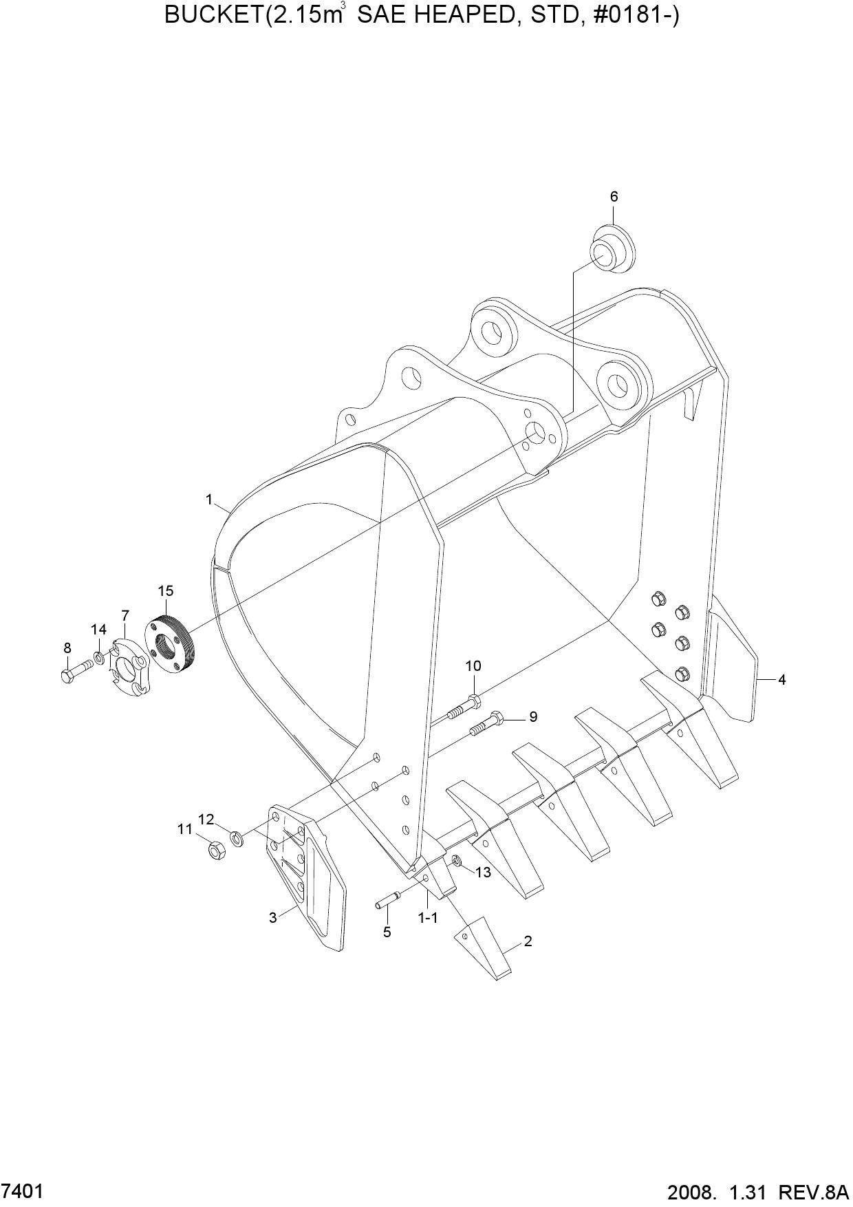 BUCKET(2.15M3 SAE HEAPED, STD, #0181-)