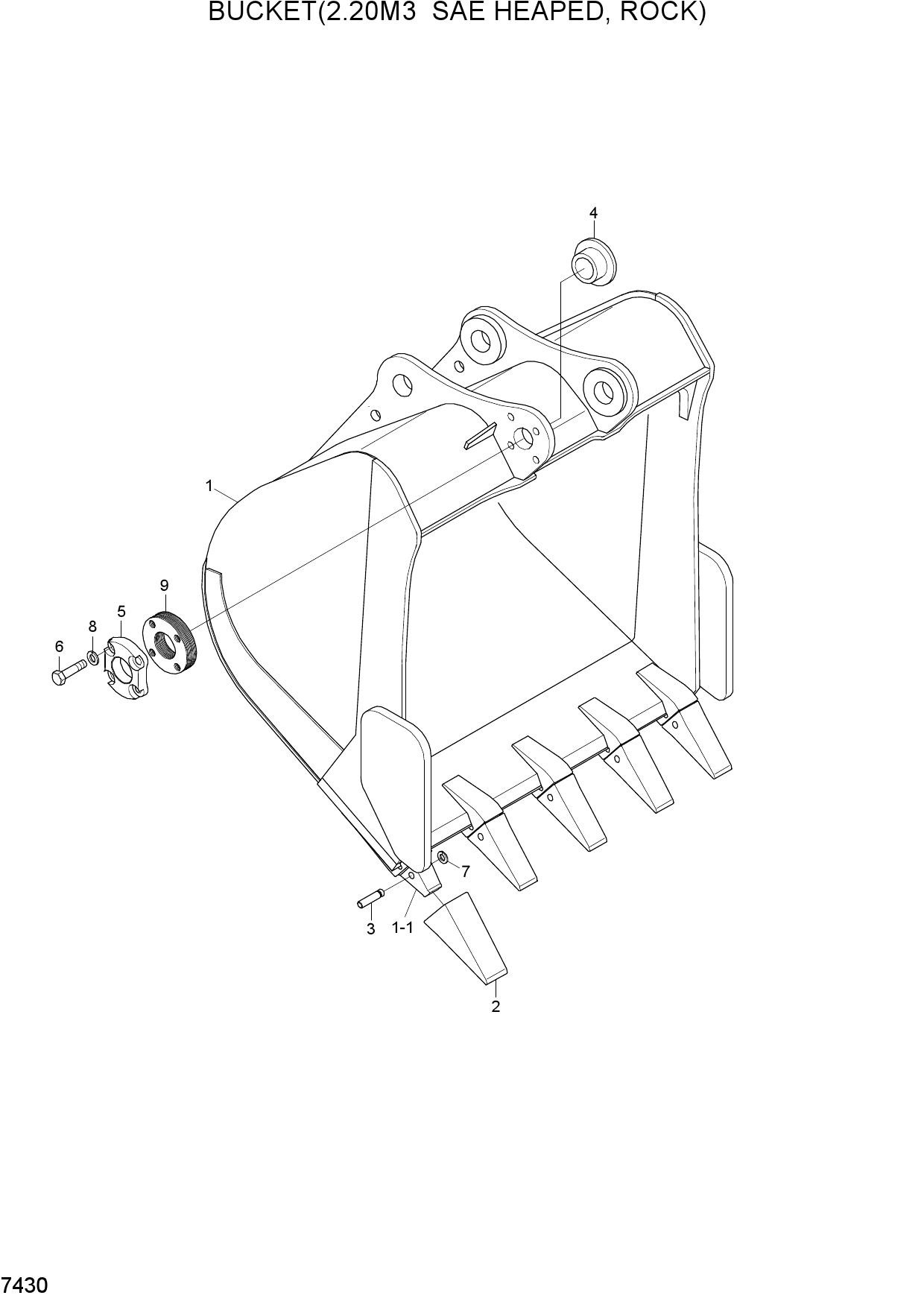 BUCKET(2.20M3 SAE HEAPED, ROCK)