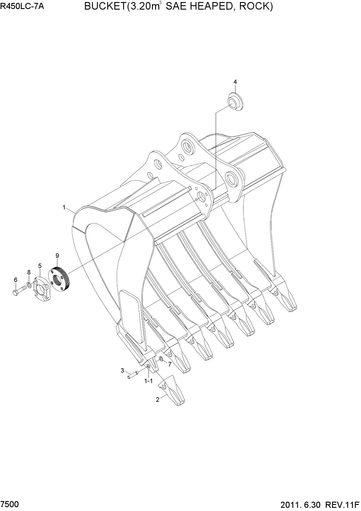 BUCKET(3.20M3 SAE HEAPED, ROCK)