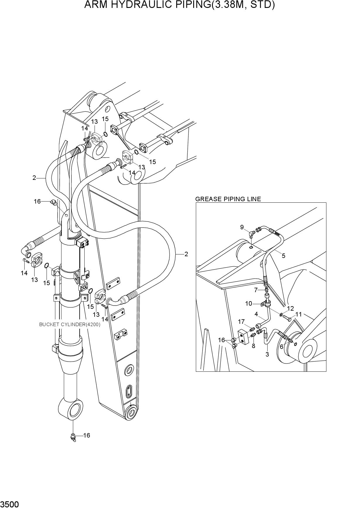ARM HYDRAULIC PIPING(3.38M, STD)