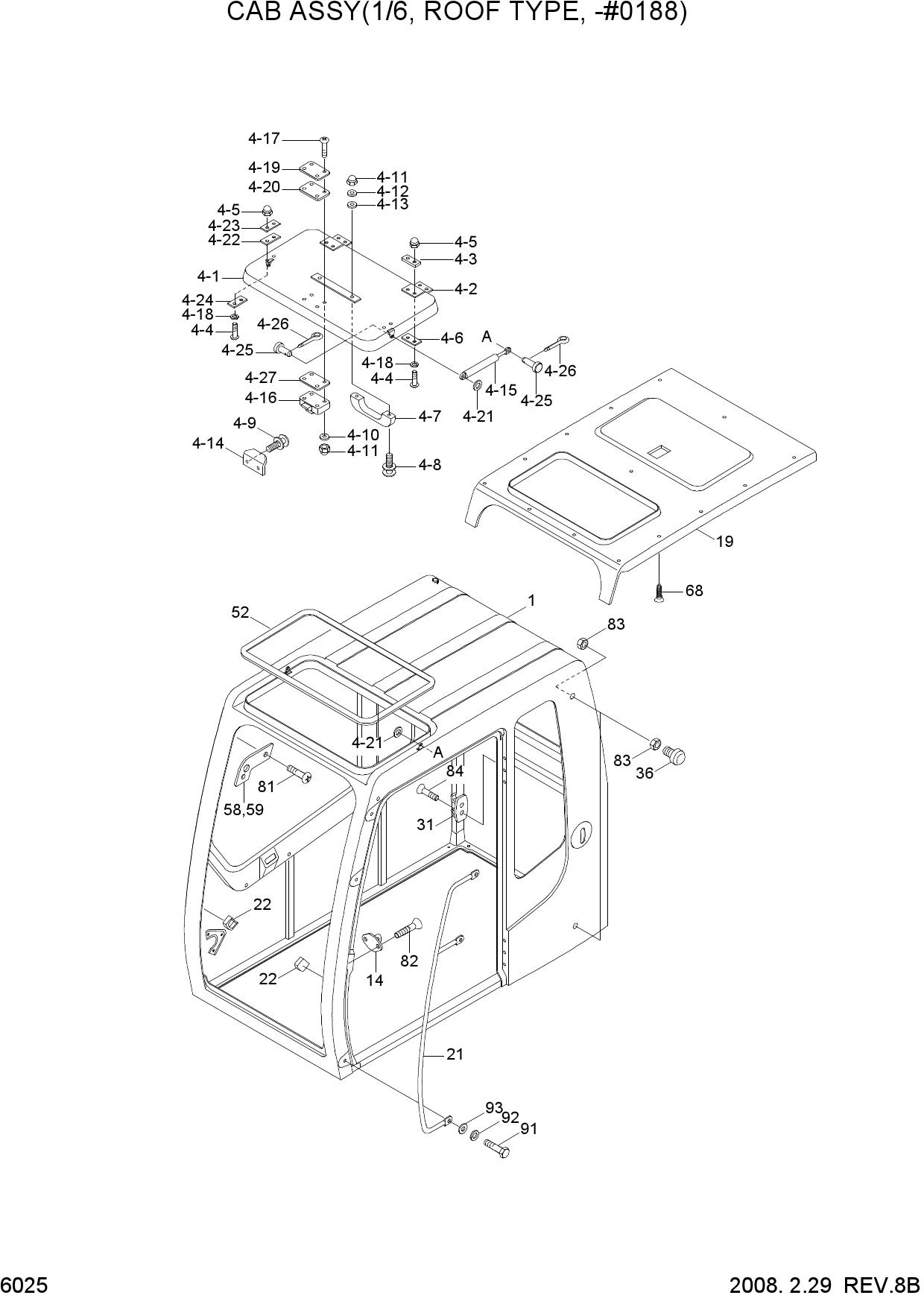CAB ASSY(1/6, ROOF TYPE, -#0188)