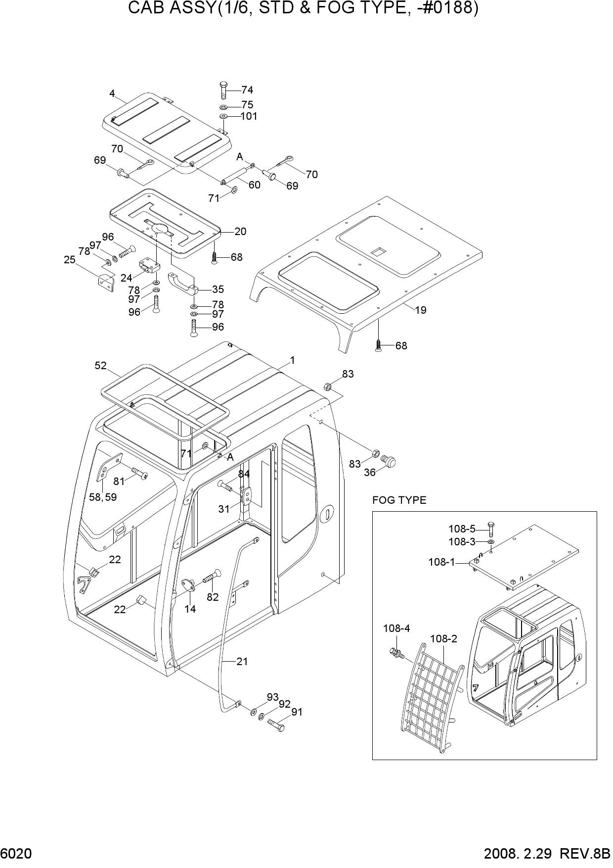 CAB ASSY(1/6, STD & FOG TYPE, -#0188)