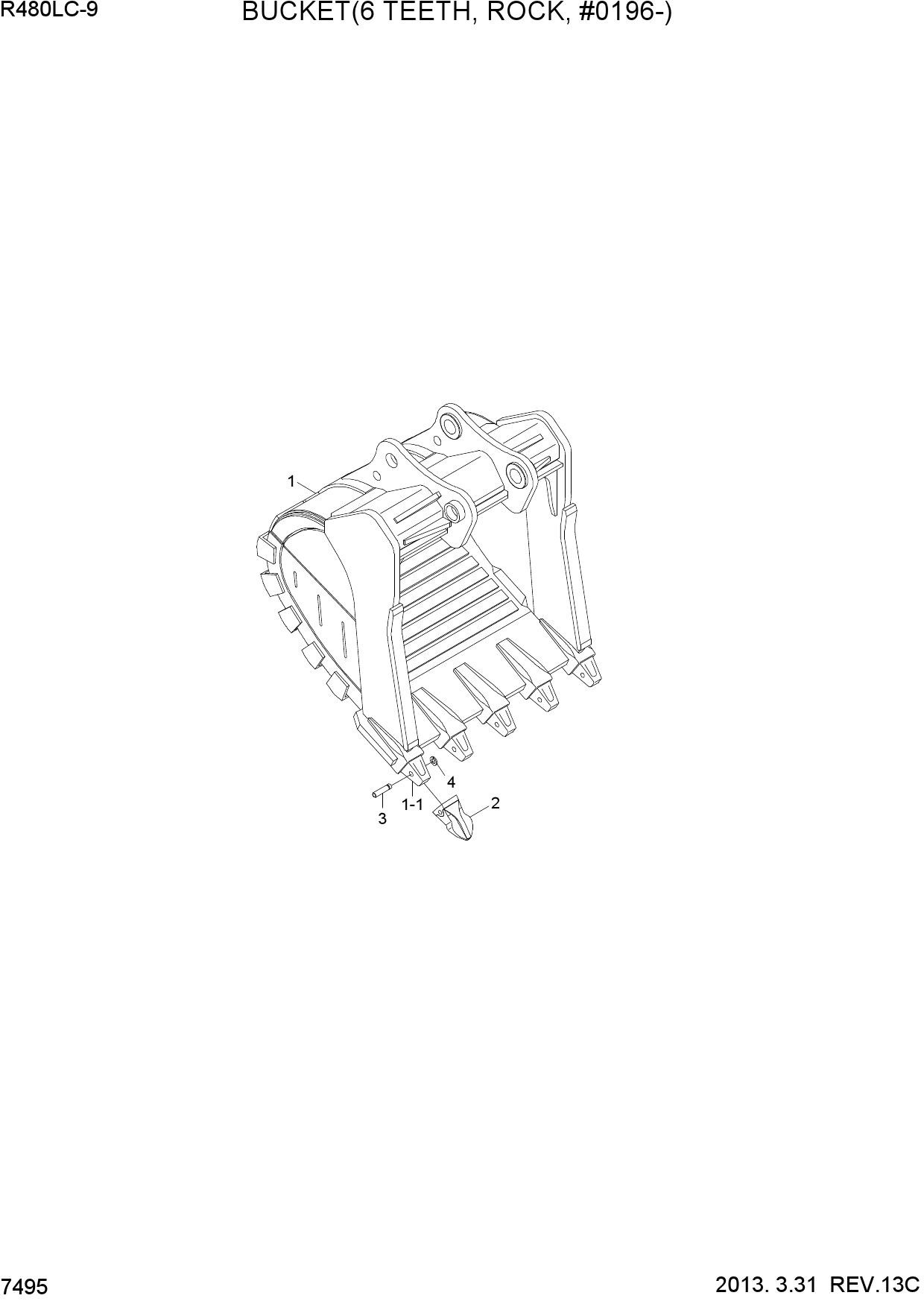 BUCKET(6 TEETH, ROCK, #0196-)