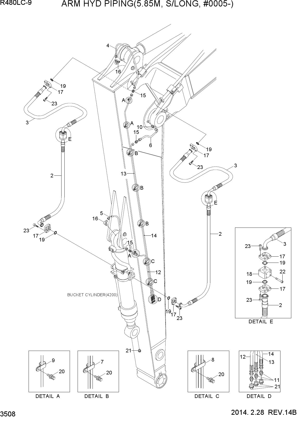 ARM HYD PIPING(5.85M, S/LONG, #0005-)