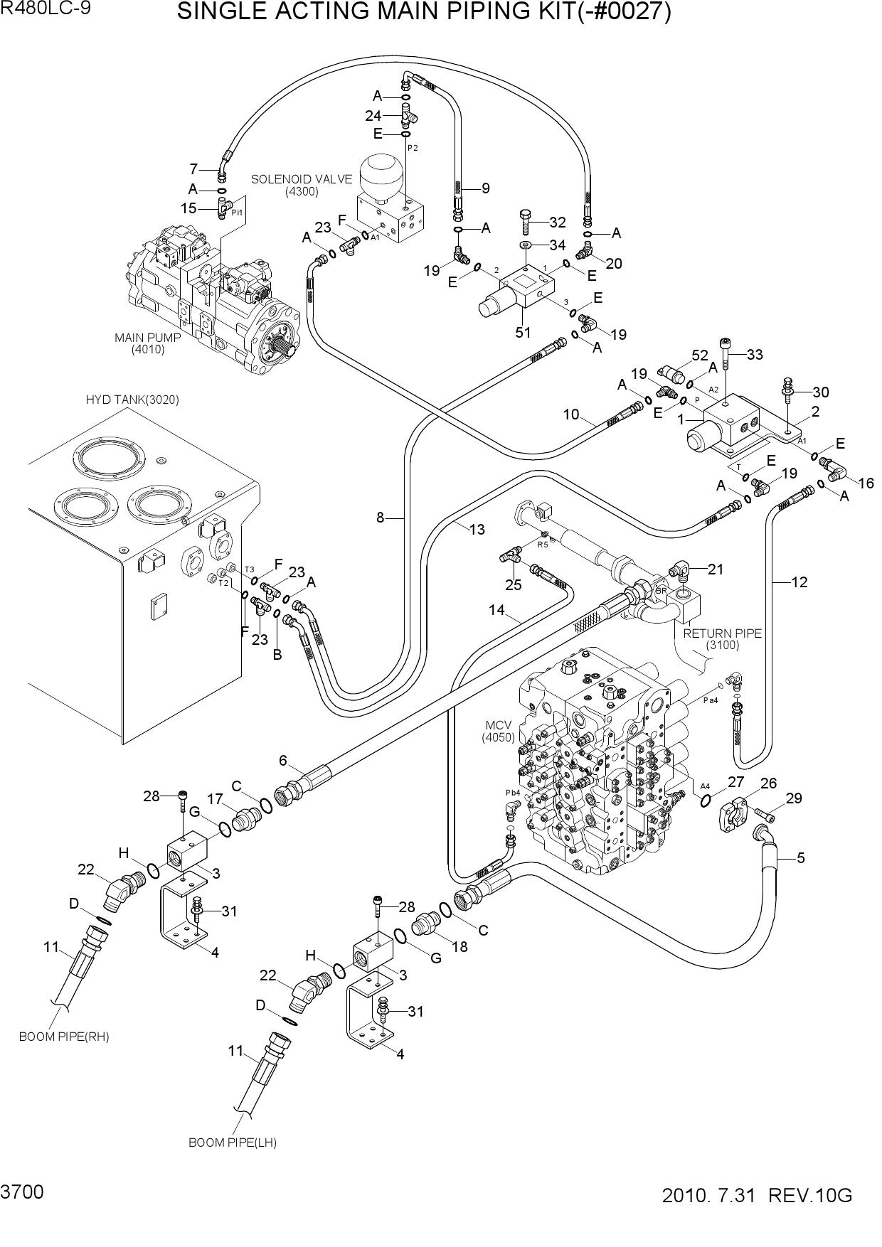 SINGLE ACTING MAIN PIPING KIT(-#0027)