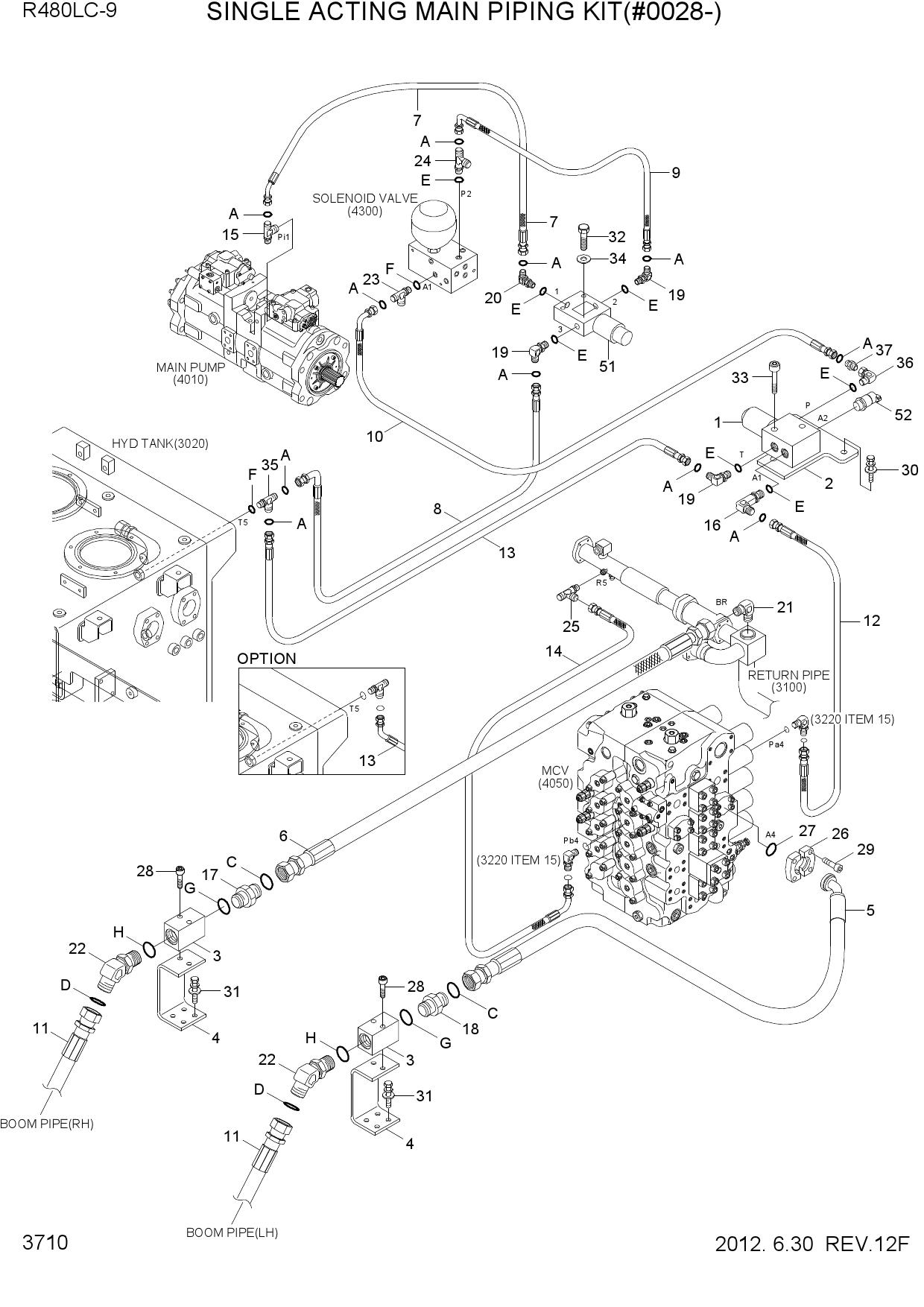 SINGLE ACTING MAIN PIPING KIT(#0028-)