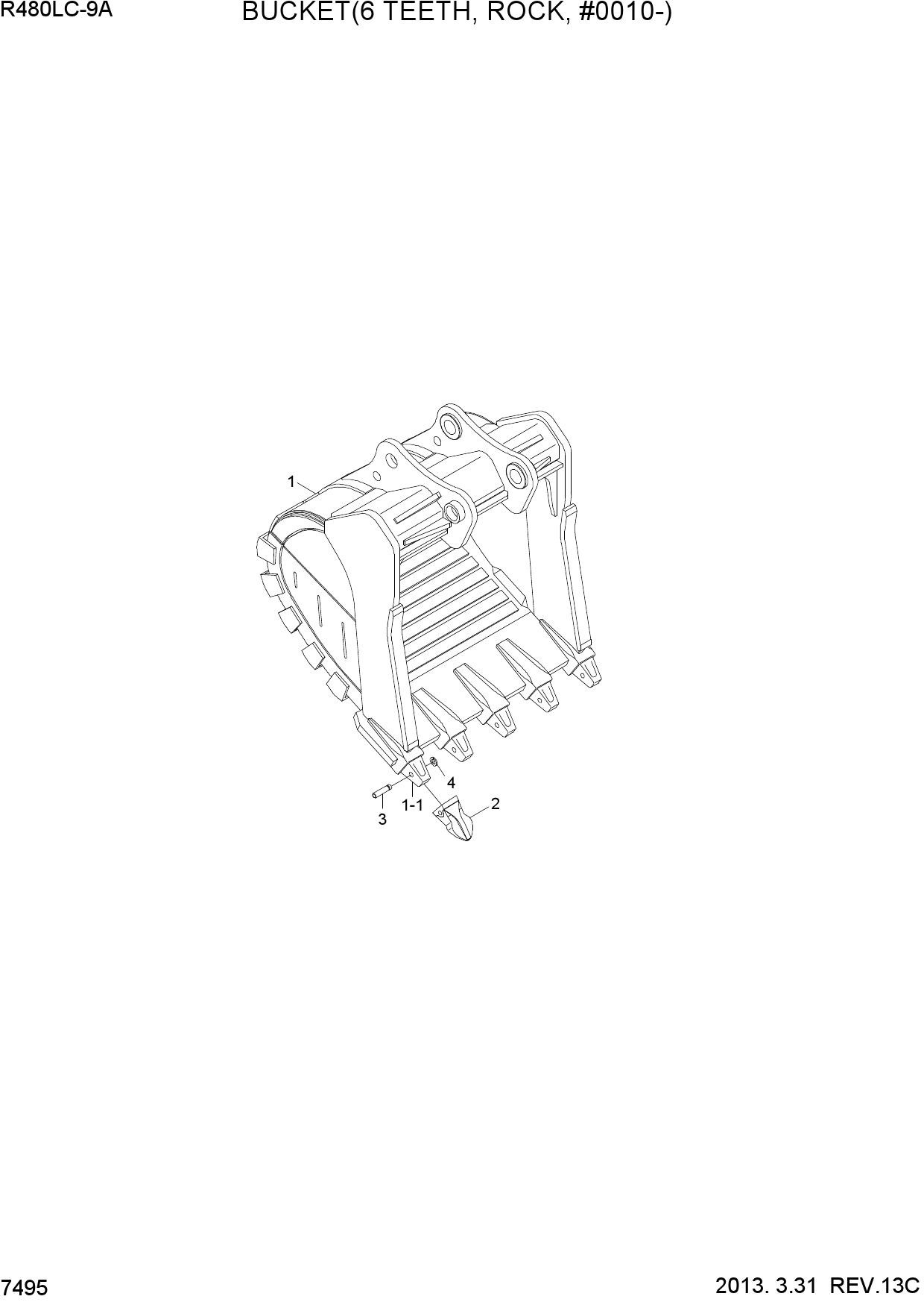 BUCKET(6 TEETH, ROCK, #0010-)