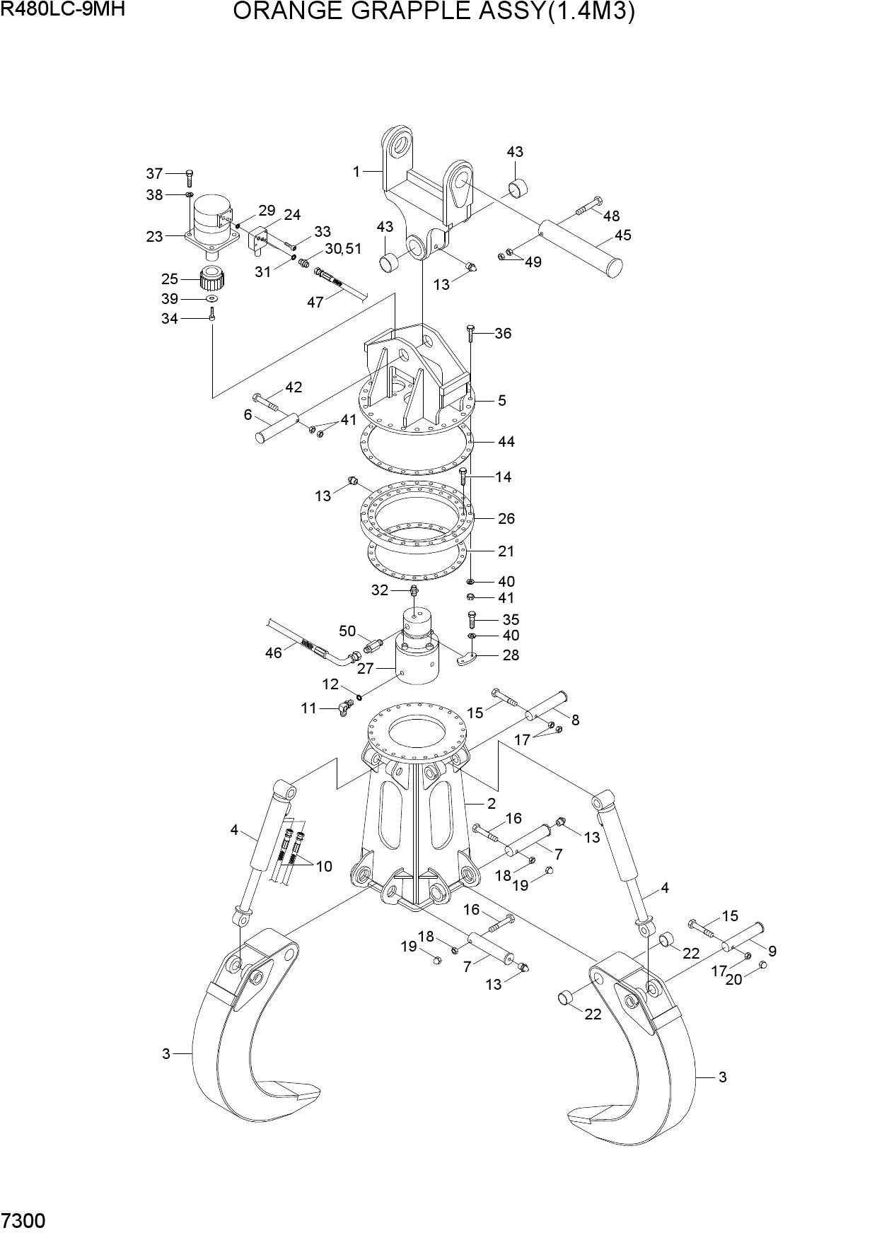 ORANGE GRAPPLE ASSY(1.4M3)