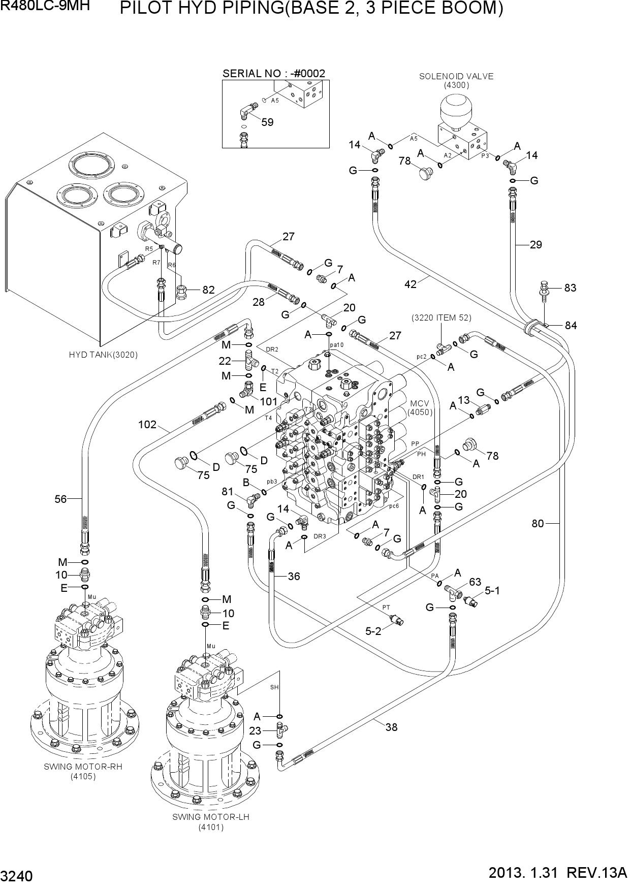 PILOT HYD PIPING(BASE 2, 3 PIECE BOOM)